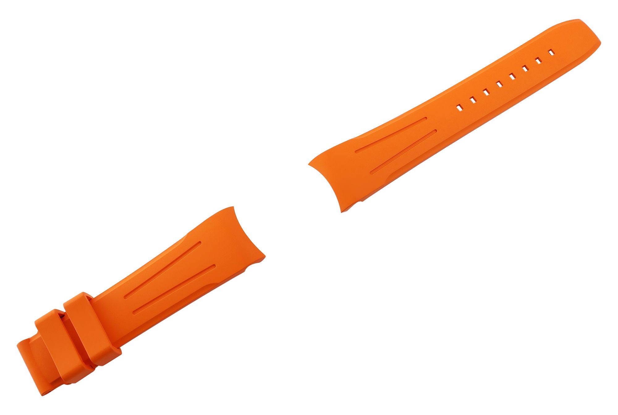 FKM Kautschuk-Uhrenarmband, Dornschließe, 22 mm, orange, (FKM= Fluorelastomer-Kautschuk)