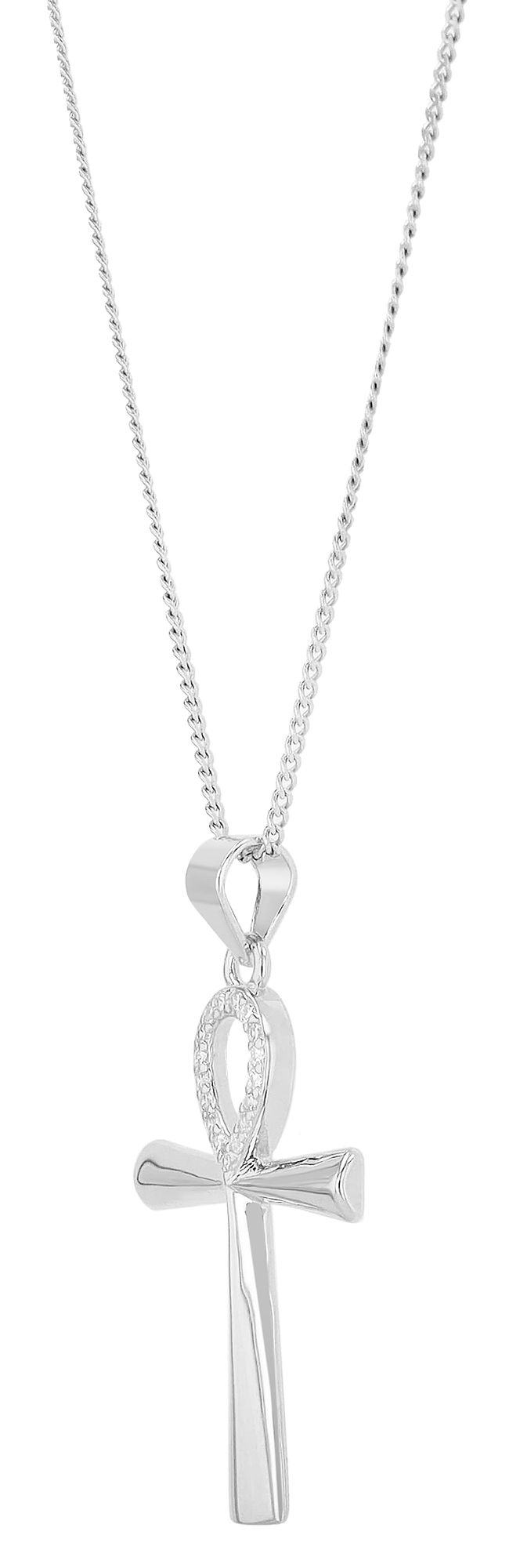 "Ankh", 925/- Echt Silber Anhänger mit Zirkonia, rhodiniert, rhodiniert