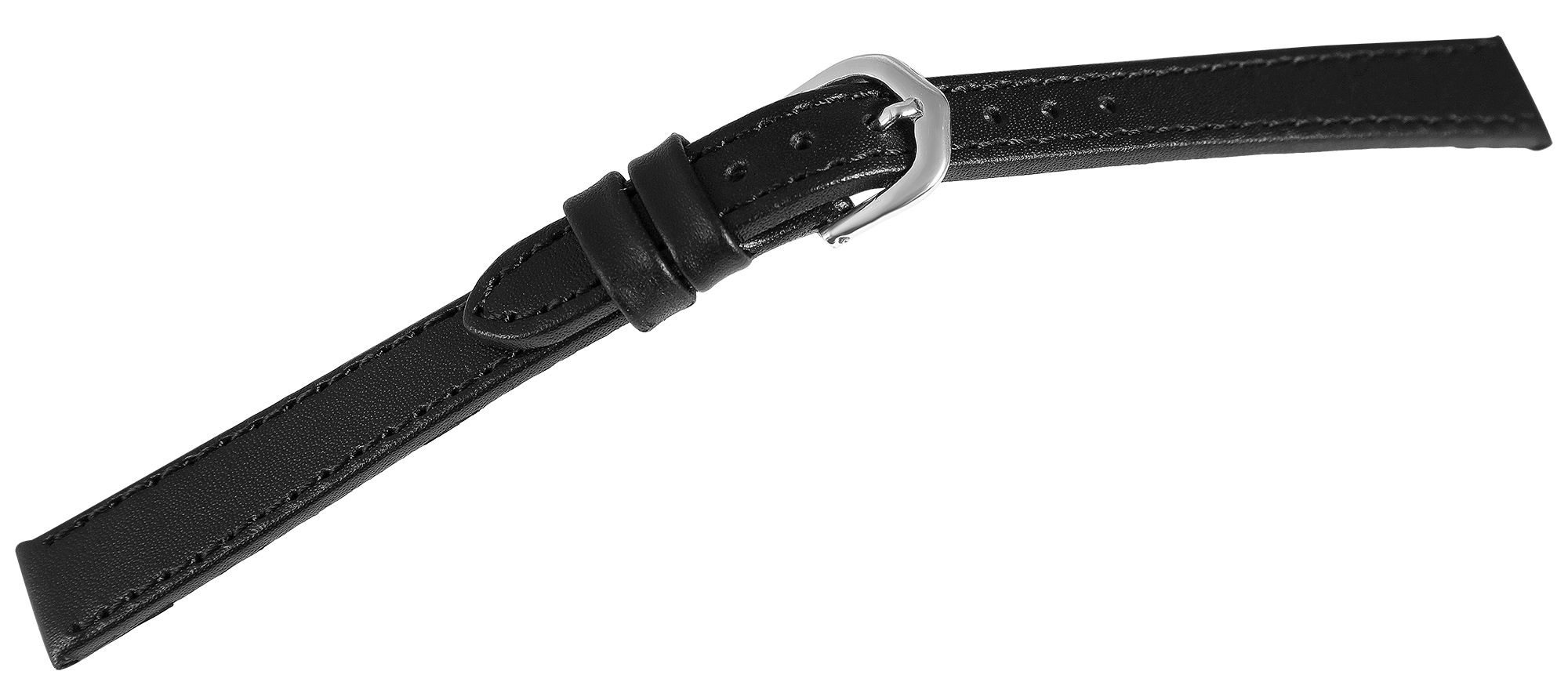 Echtleder-Uhrenarmband "super-soft", schwarz, Naht, 12 mm
