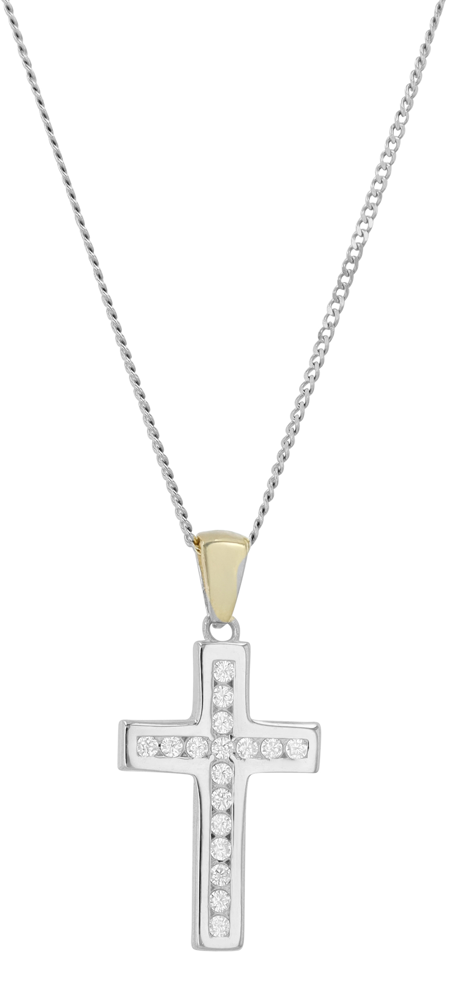 "Uaan" 925/- Echt Silber Anhänger - Kreuz, Zirkonia, silberfarben rhodiniert