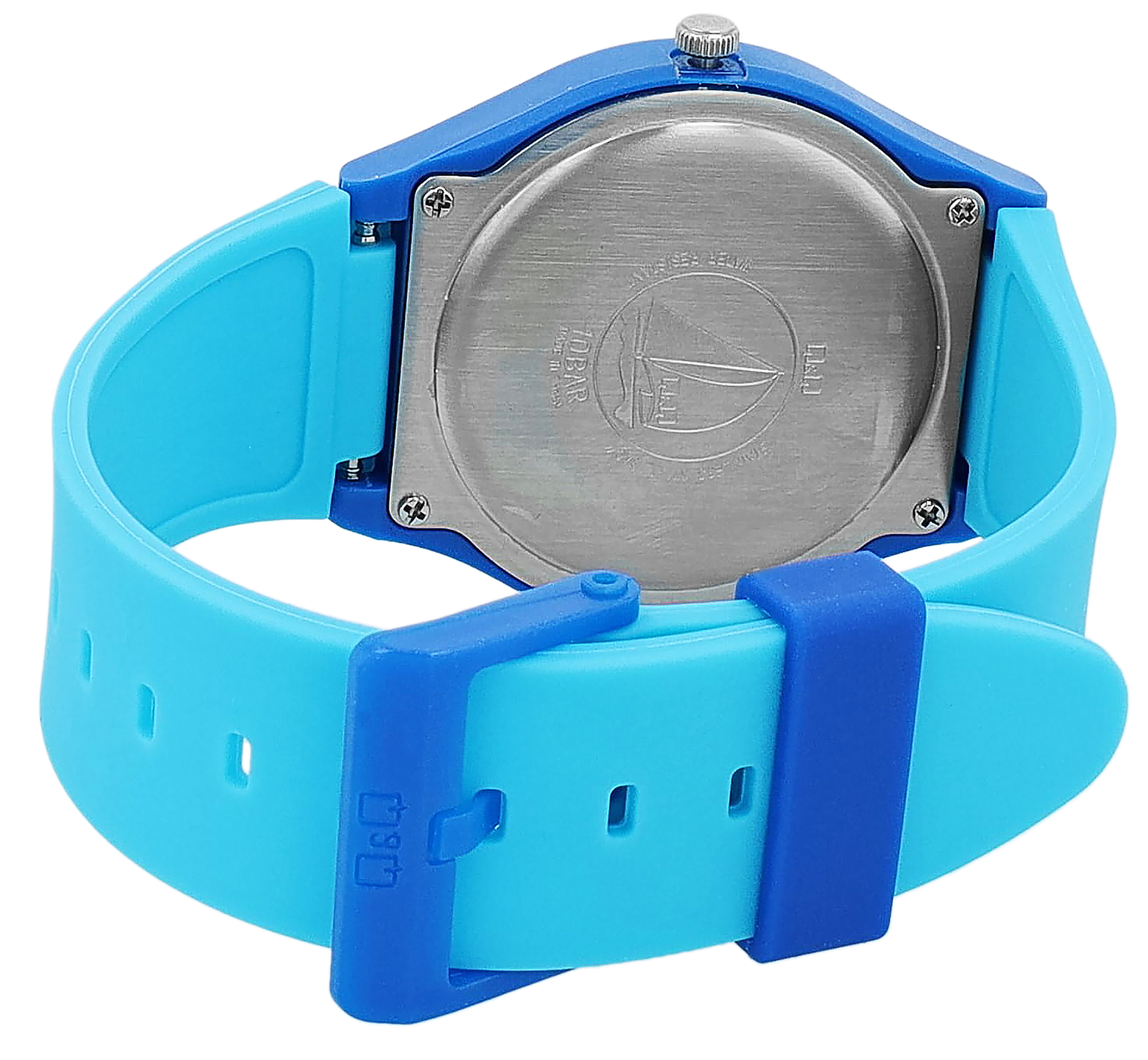 Q&Q Damenuhr mit Silikonarmband, 10 BAR, blau