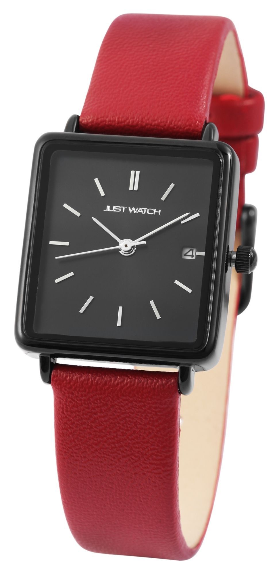 Just Watch Damenuhr mit Echtlederarmband, rot