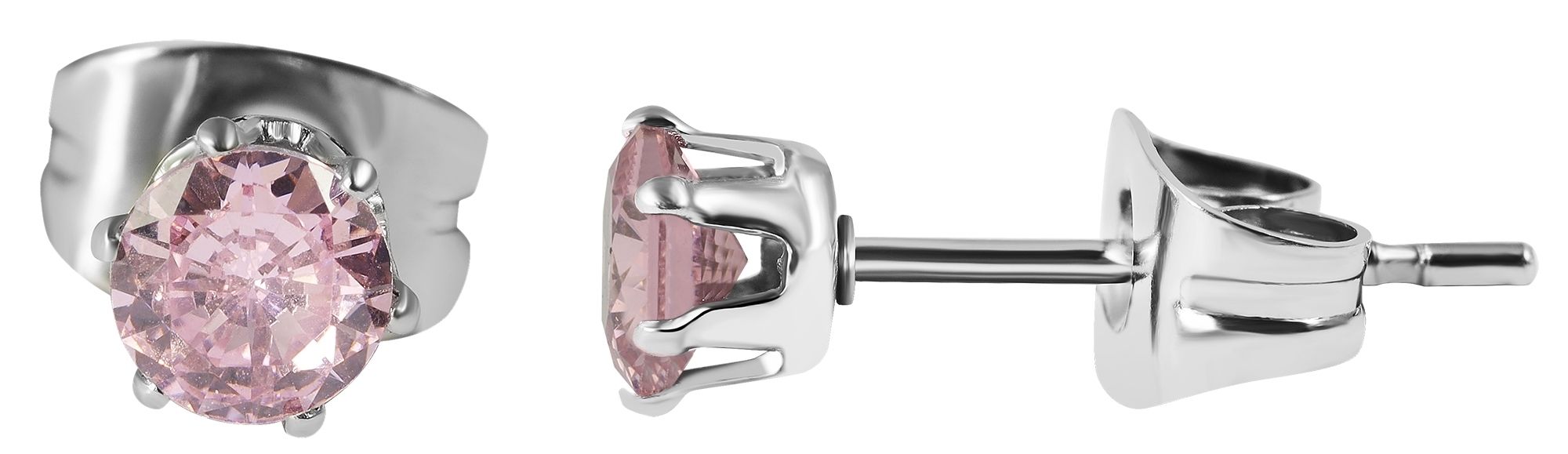 Akzent Ohrstecker "Kye", Edelstahl, rosafarbener Zirkoniabesatz Ø 3 mm