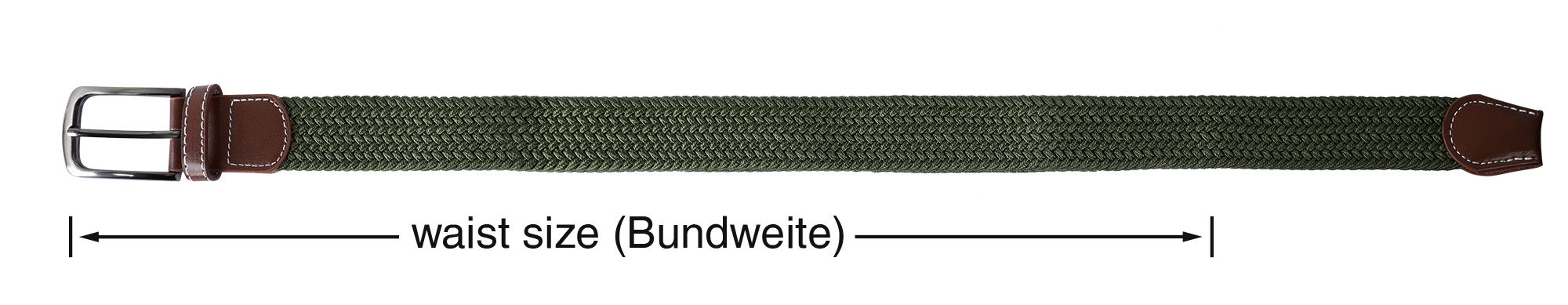 Unifarbener Flechtgürtel aus Textil, khaki, 110cm (M)