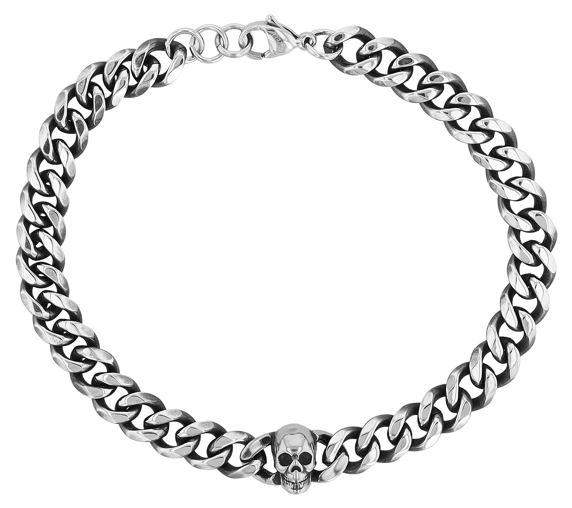 Akzent Panzerarmband "Alaric" mit Totenkopf, Edelstahl, silberfarben