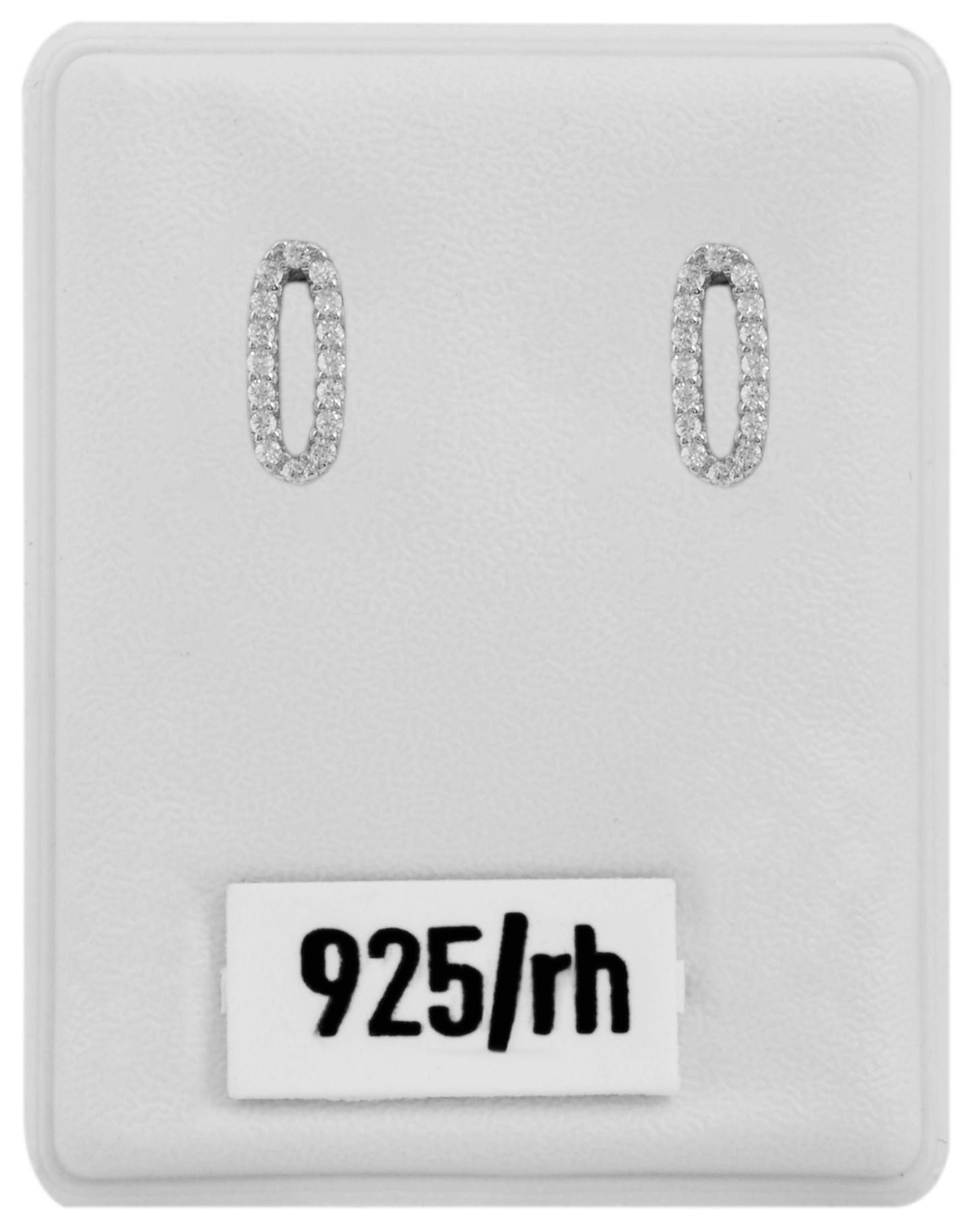 "Olga" 925/- Echt Silber Ohrstecker - oval, Zirkon, silberfarben rhodiniert