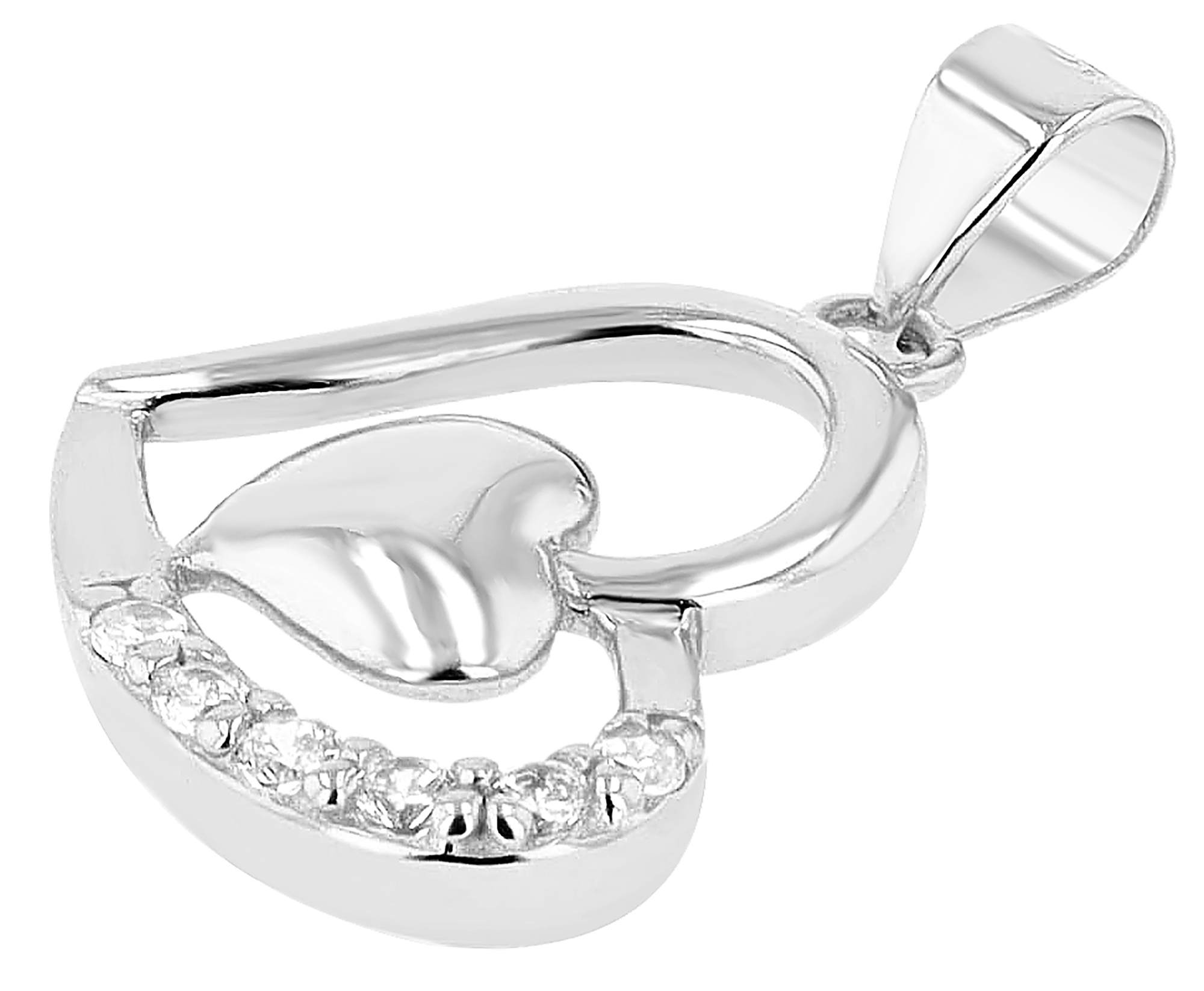 "Banja", 925/- Echt Silber Anhänger Herz mit Zirkonia, silberfarben rhodiniert