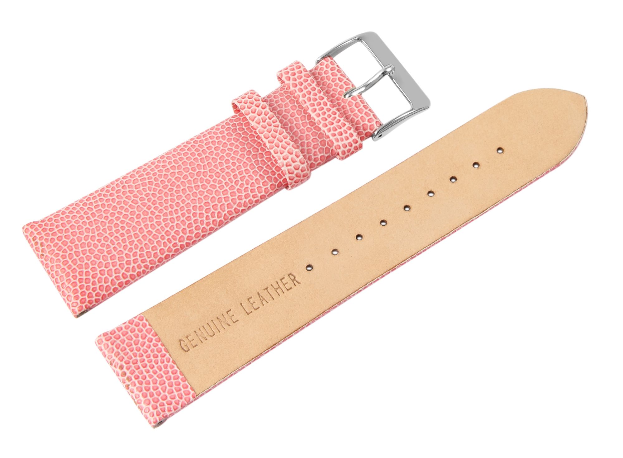 Just Echtleder-Uhrenarmband, nahtlos, rosa, 22 mm