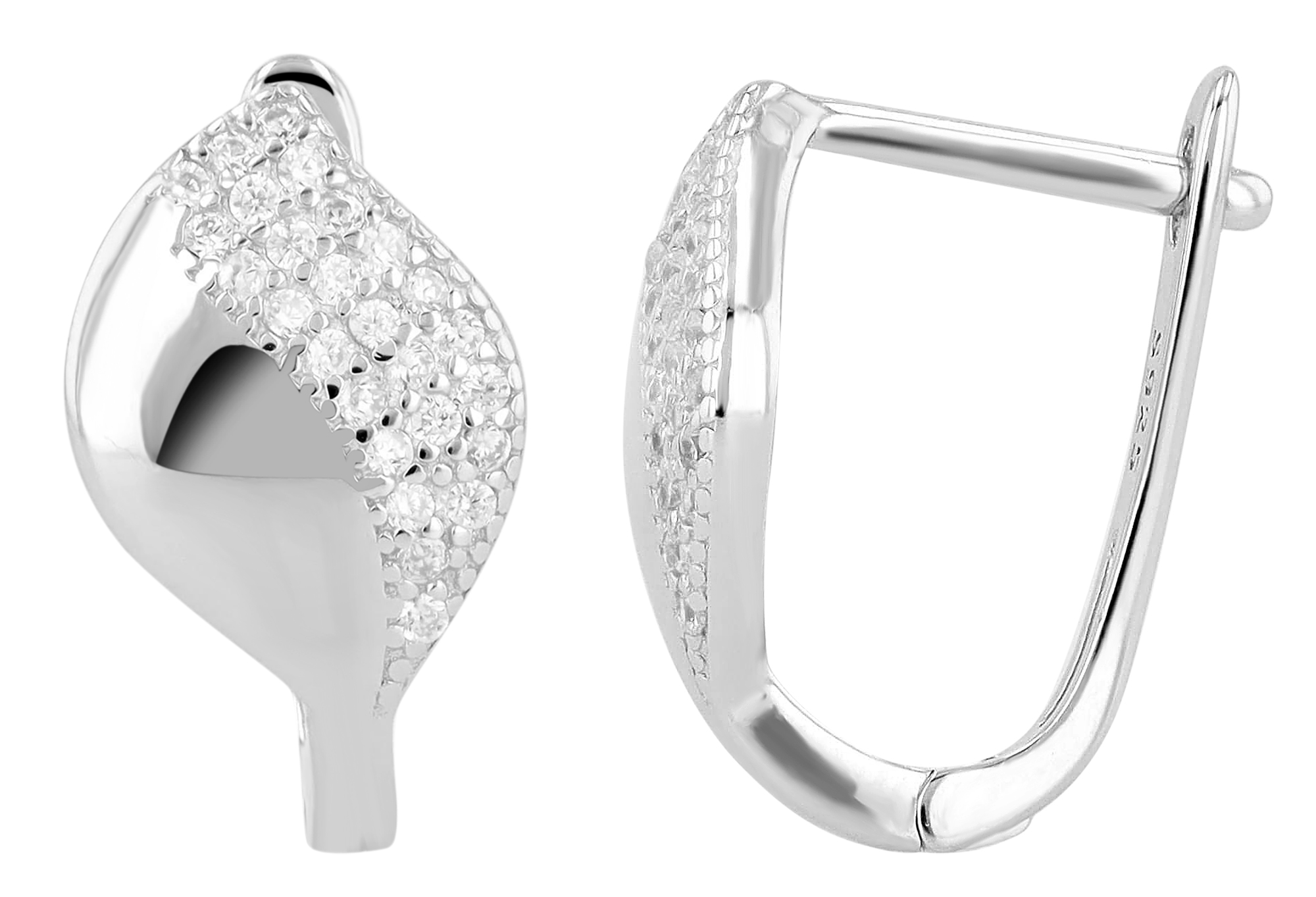 "Azima" 925/- Echt Silber Creole mit Zirkoniabesatz, silberfarben rhodiniert