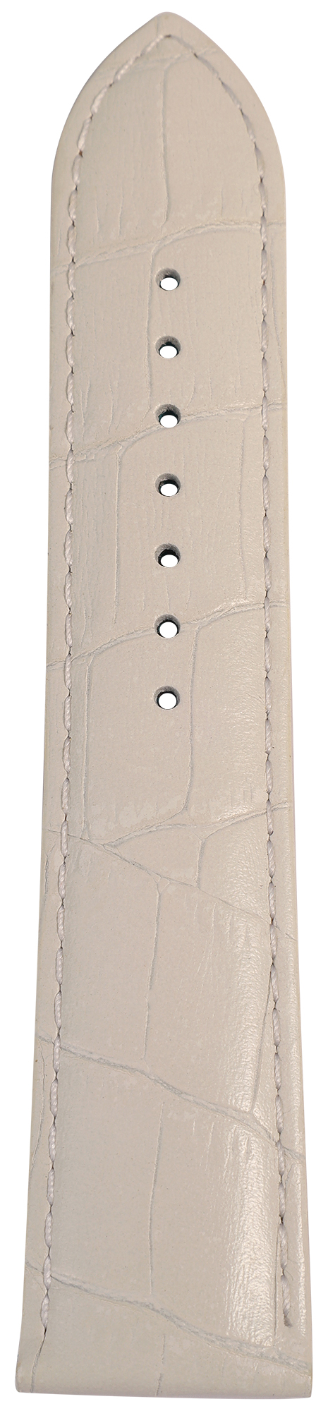 Uhrenarmband aus Echt Leder, Kroko-Optik, weiß, 22 mm