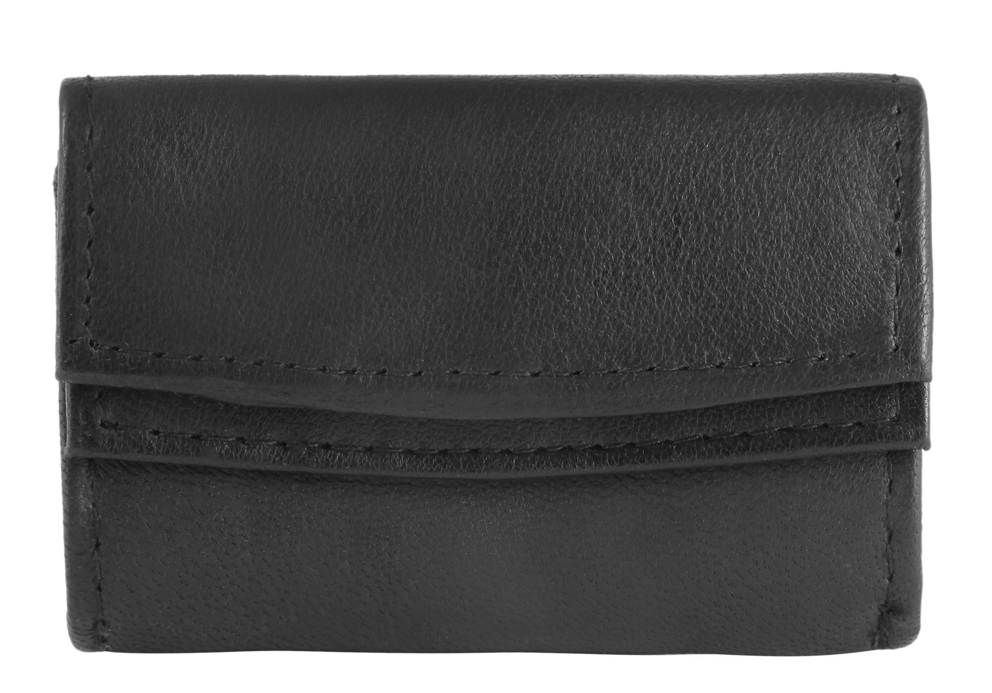 Excellanc Mini-Geldbörse aus Echtleder in schwarz