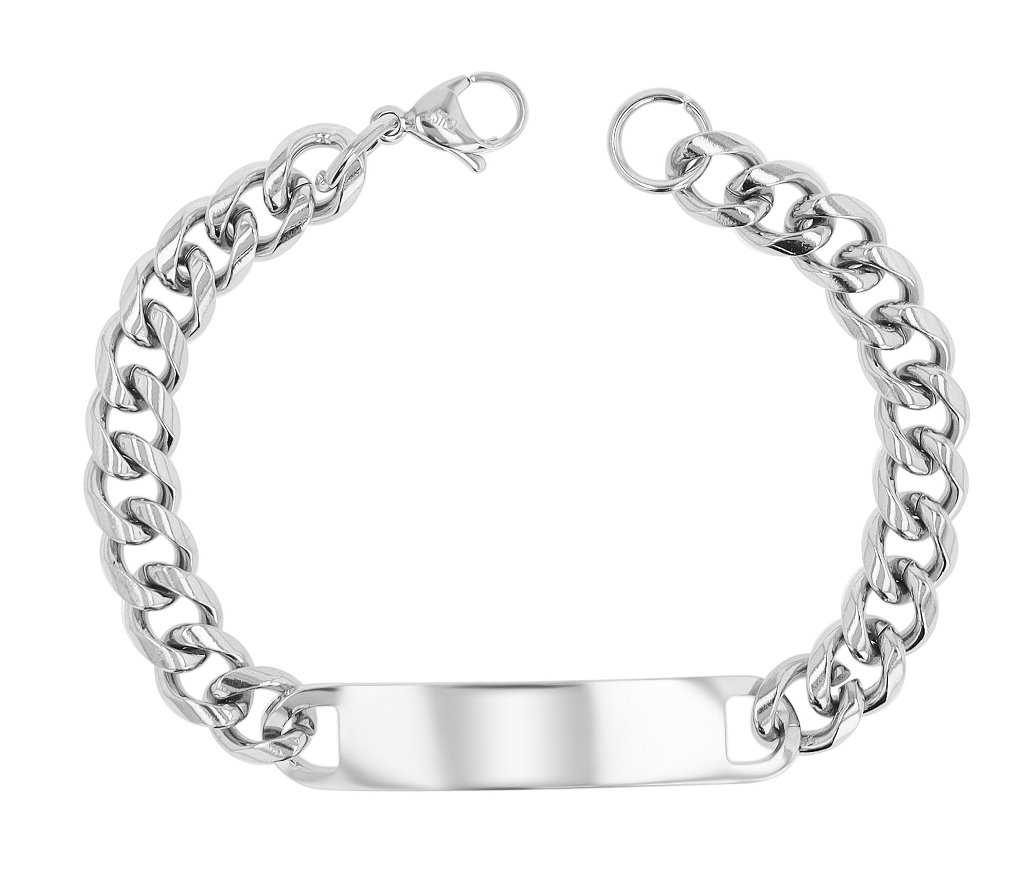 Akzent Panzerarmband "Wren" aus Edelstahl, Gravurplatte, 21 cm, silberfarben