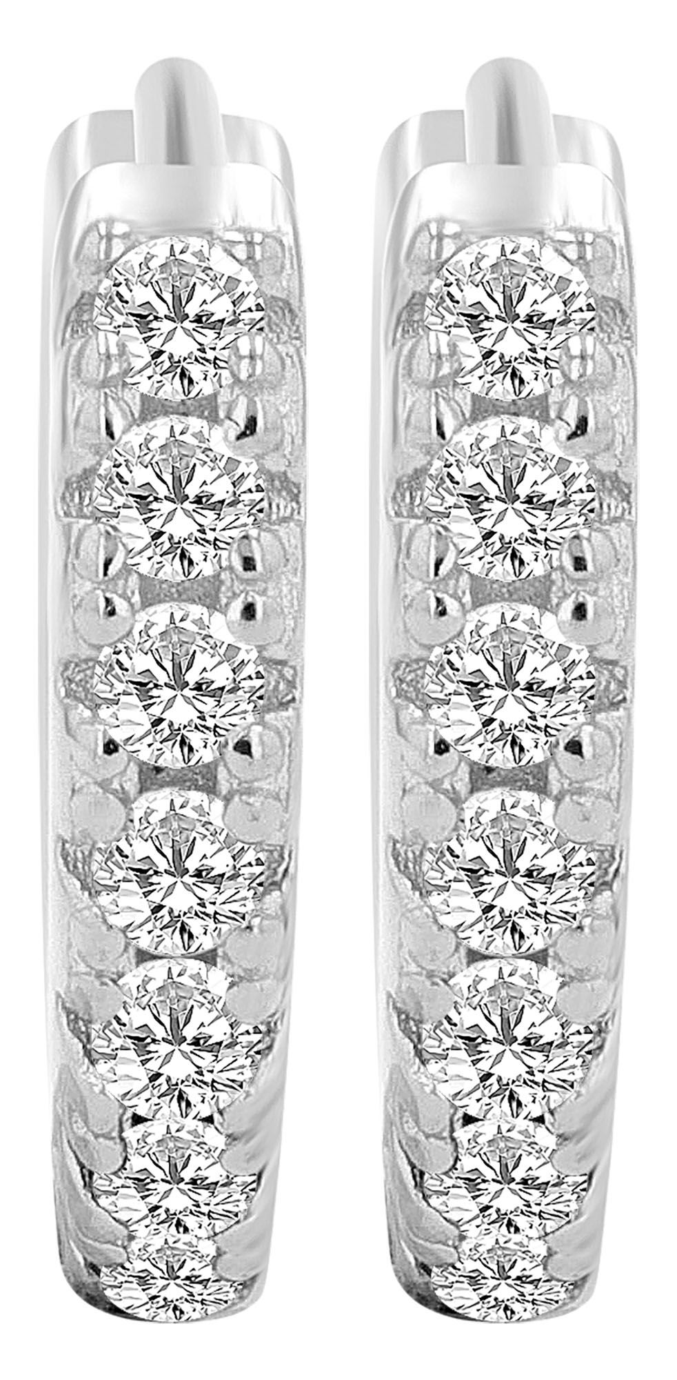 "Mila", 925/- Echt Silber, Mini Creolen/ Huggies, Ø 9 mm, rhodiniert/ weißer Zirkoniabesatz