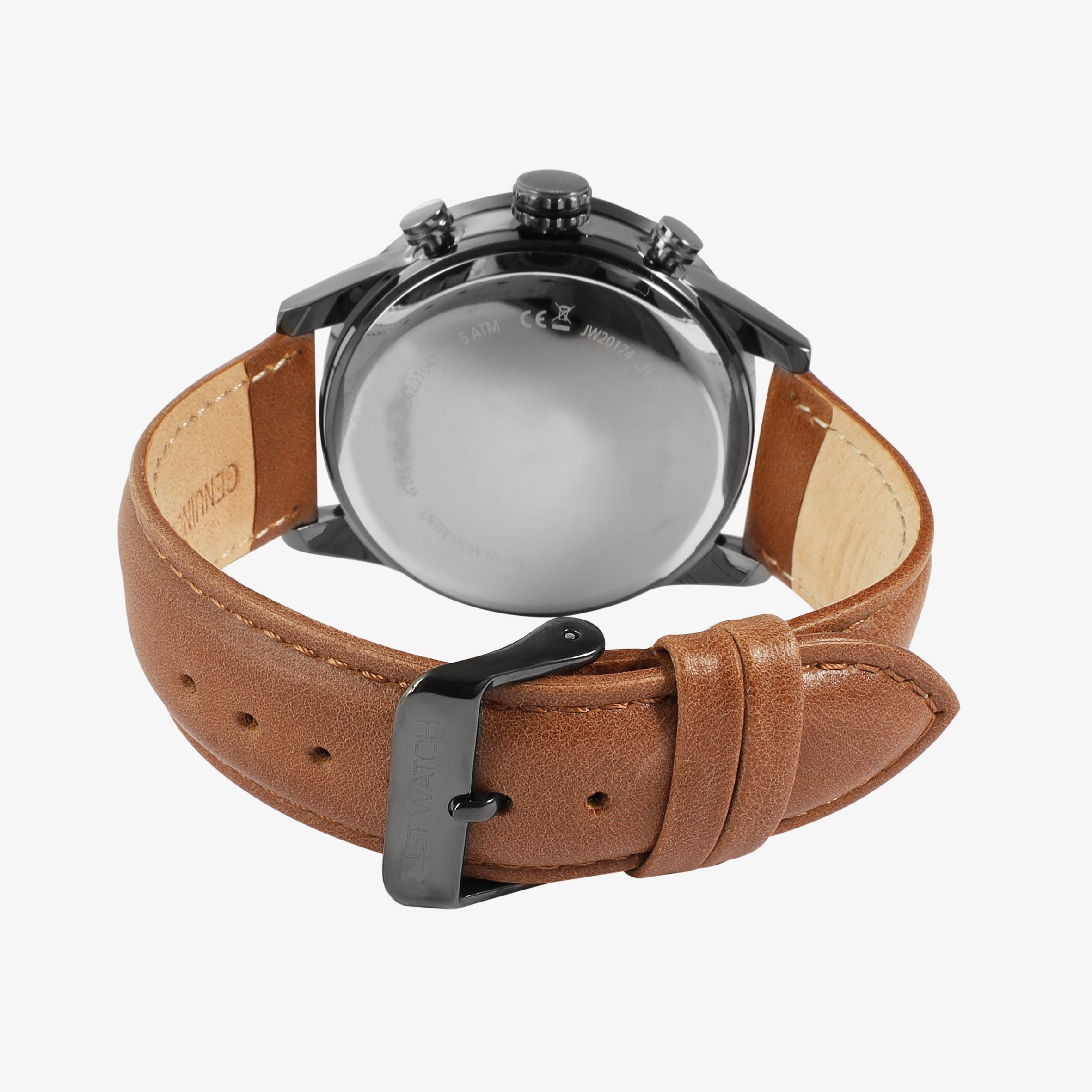 Just Watch Herrenchronograph mit Lederarmband, 5 ATM, braun