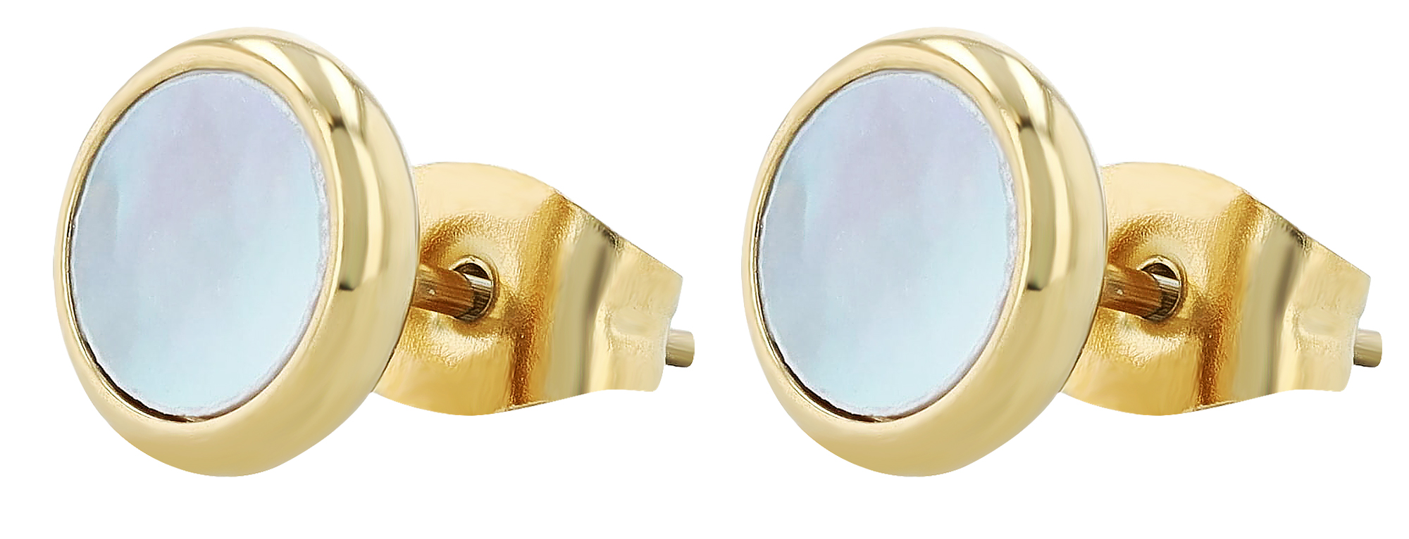 "Lindsay" Edelstahl runde Ohrstecker Ø 8 mm, goldfarben/ Perlmutt