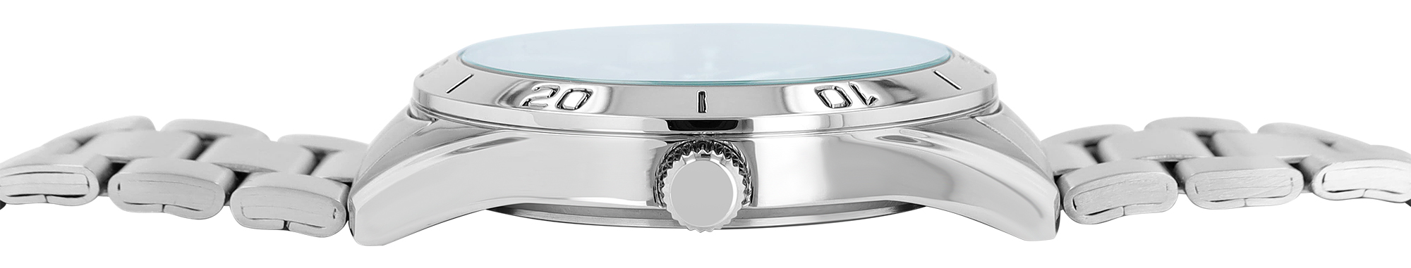 Q&Q Herrenuhr mit Edelstahlband, Ø 43 mm, silberfarben/ grün