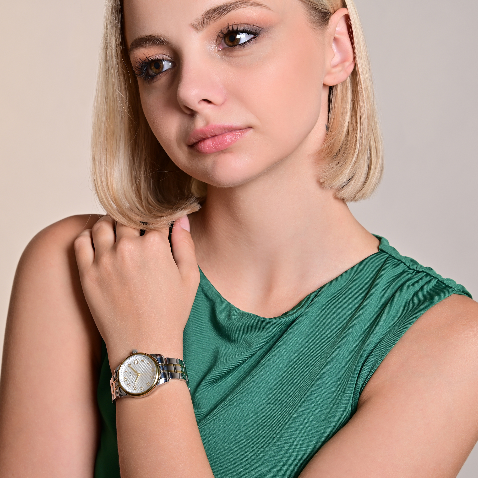JUST WATCH Damenuhr "Ava" mit Edelstahlarmband, Ø 31 mm, 5 ATM, bicolor (silberfarben/ goldfarben)/ silberfarben