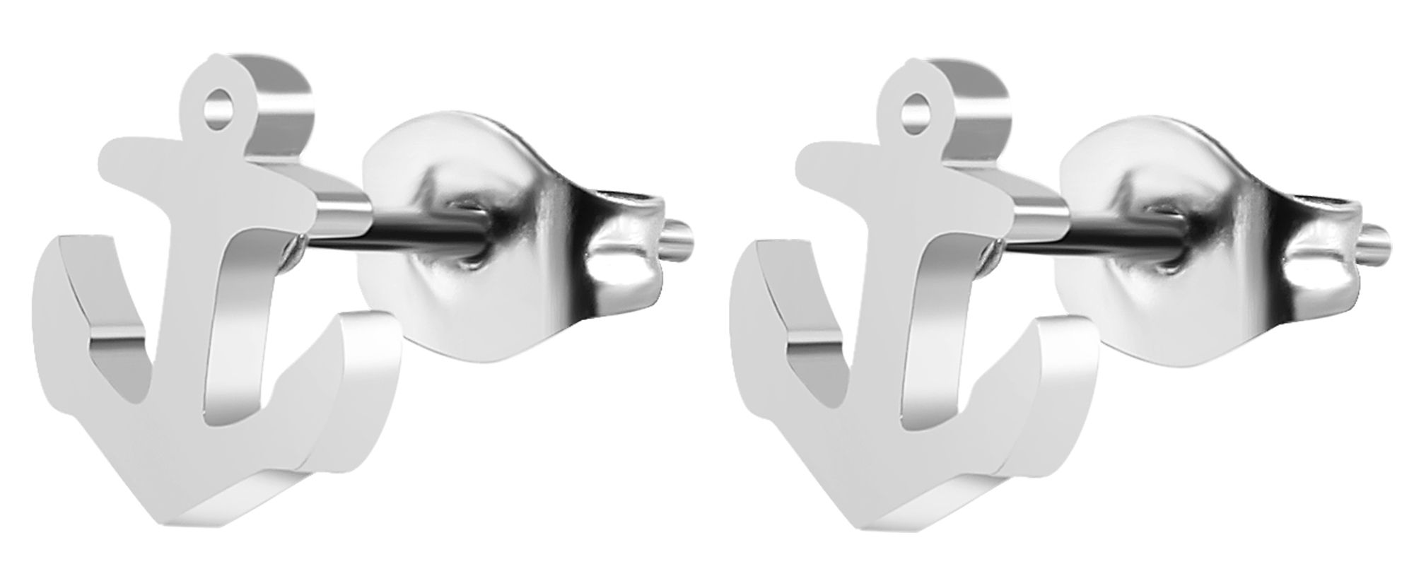 "Piret" Edelstahl Ohrstecker - Anker, silberfarben