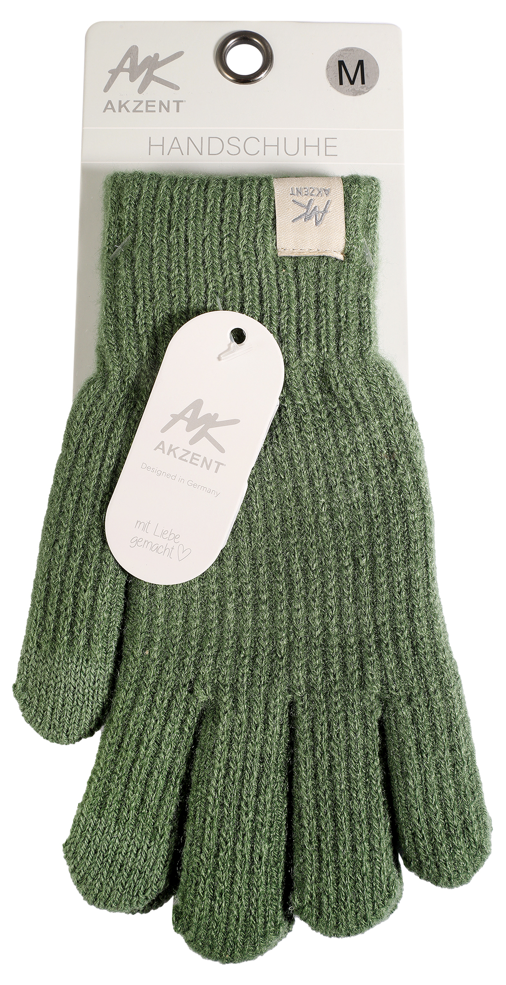 Damen-Handschuhe, Gr M, grün, Touch-Finger, 100% Polyester, VE-4