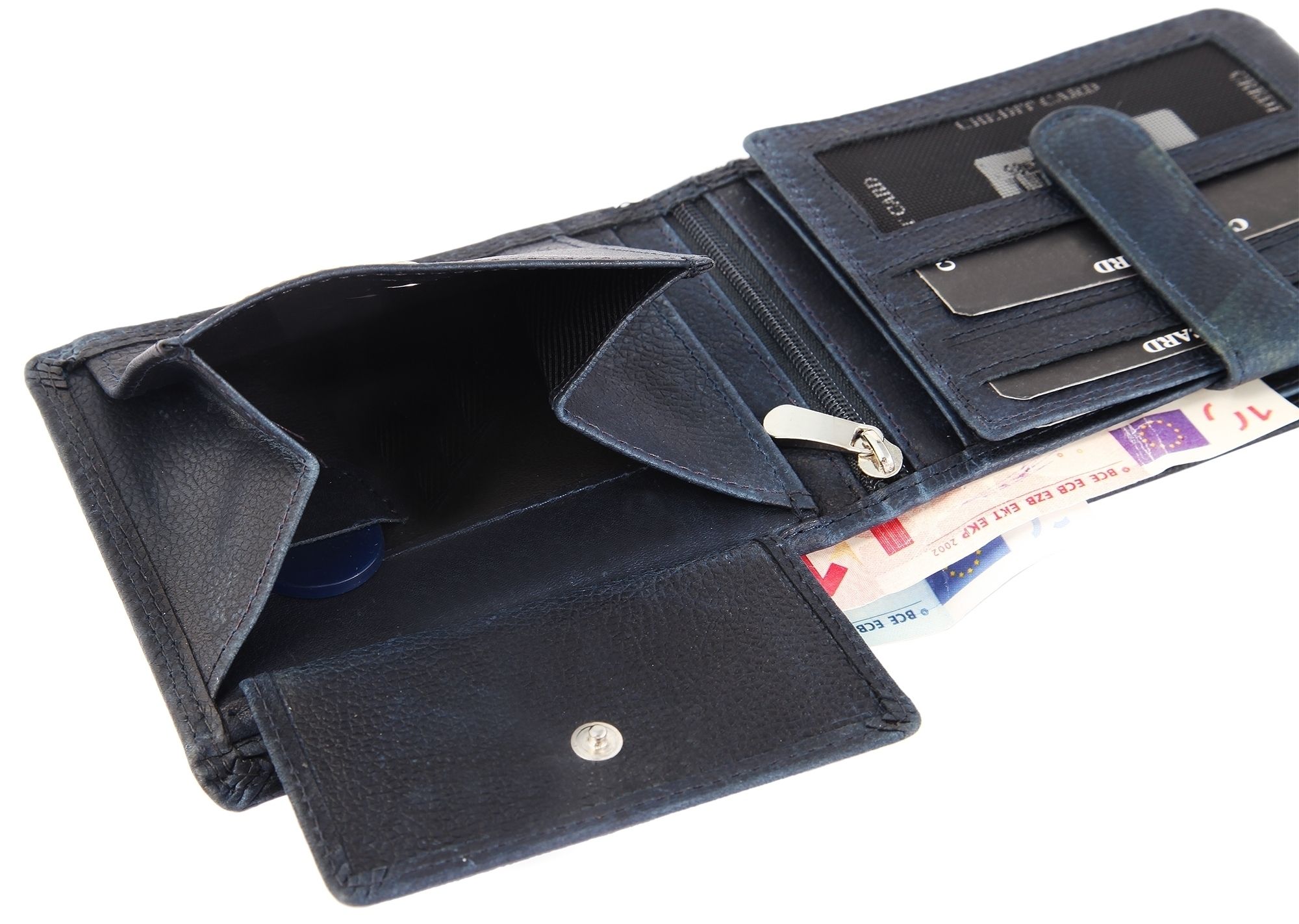 Leonardo Verrelli Geldbörse, Echtleder, RFID-Schutz, dunkelblau