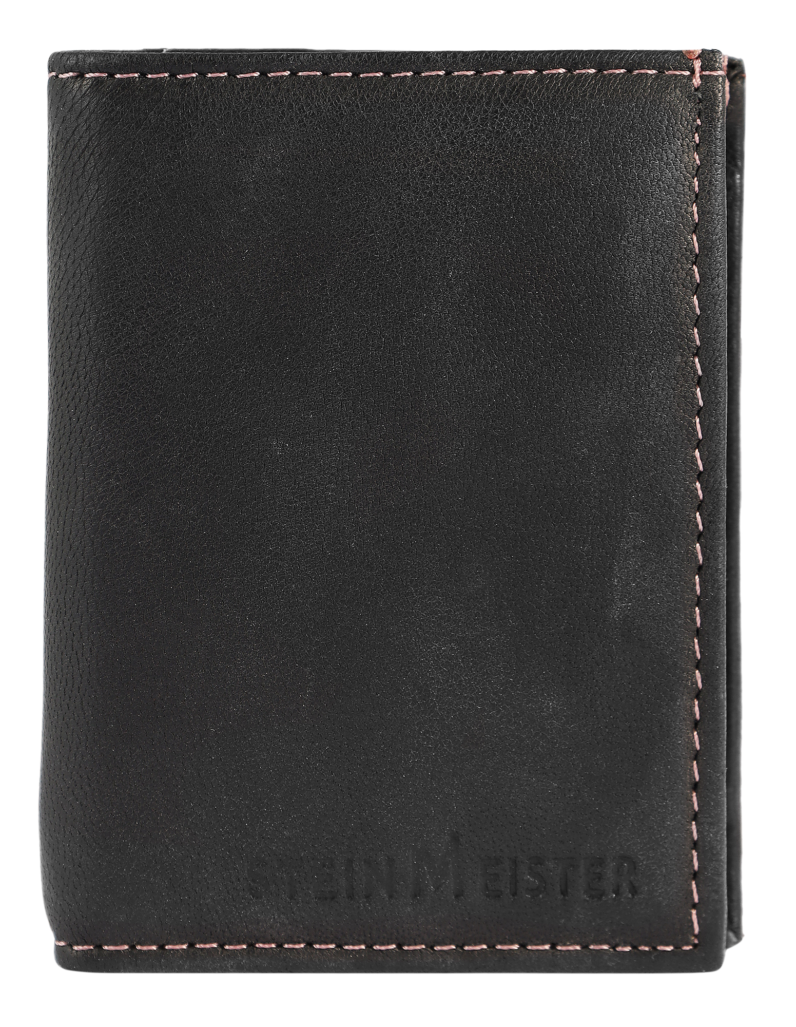 Steinmeister Mini-Geldbörse aus Echtleder, Hochformat, schwarz/rosa