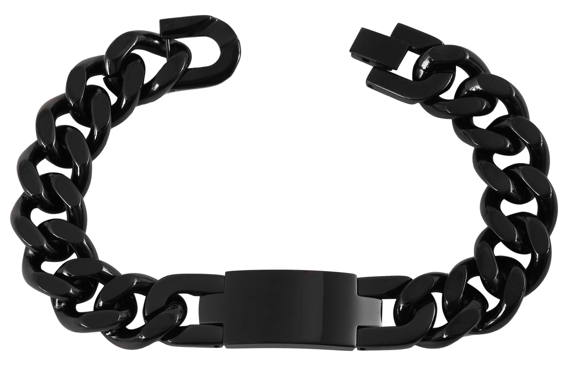 Akzent Panzerarmband mit Gravurplatte, Edelstahl, schwarz