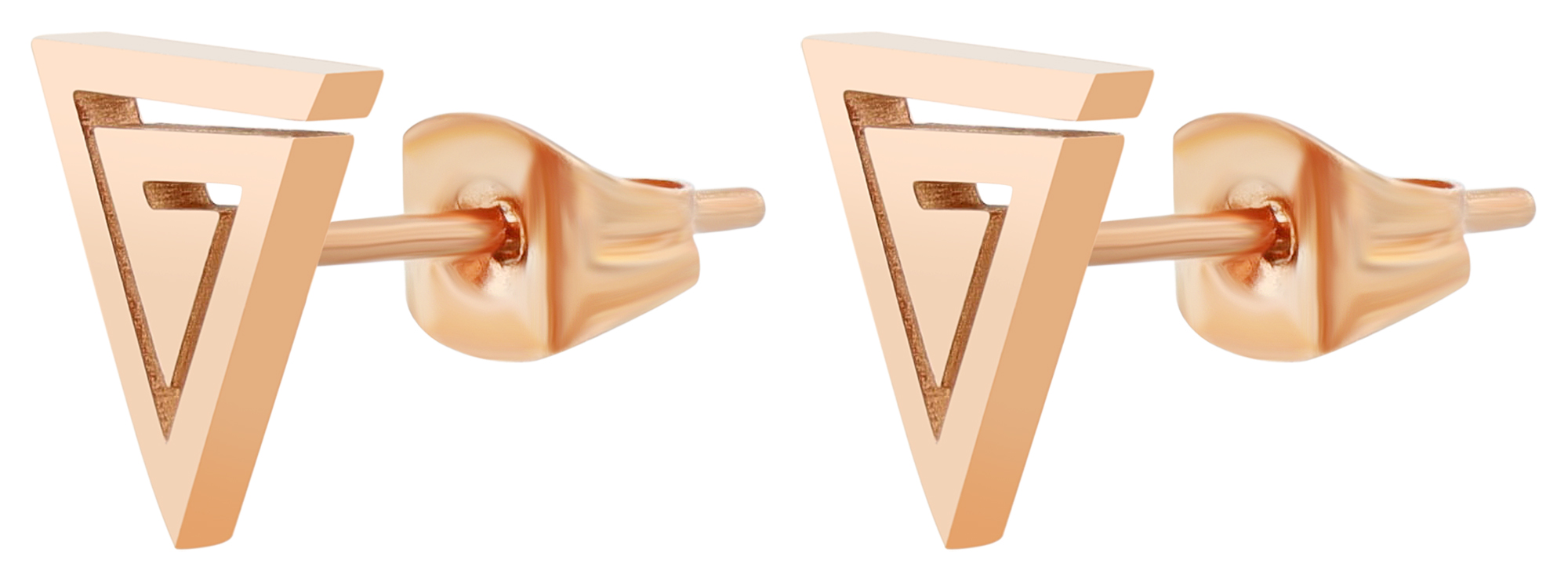 Akzent Ohrstecker aus Edelstahl, Dreieck, roségoldfarben