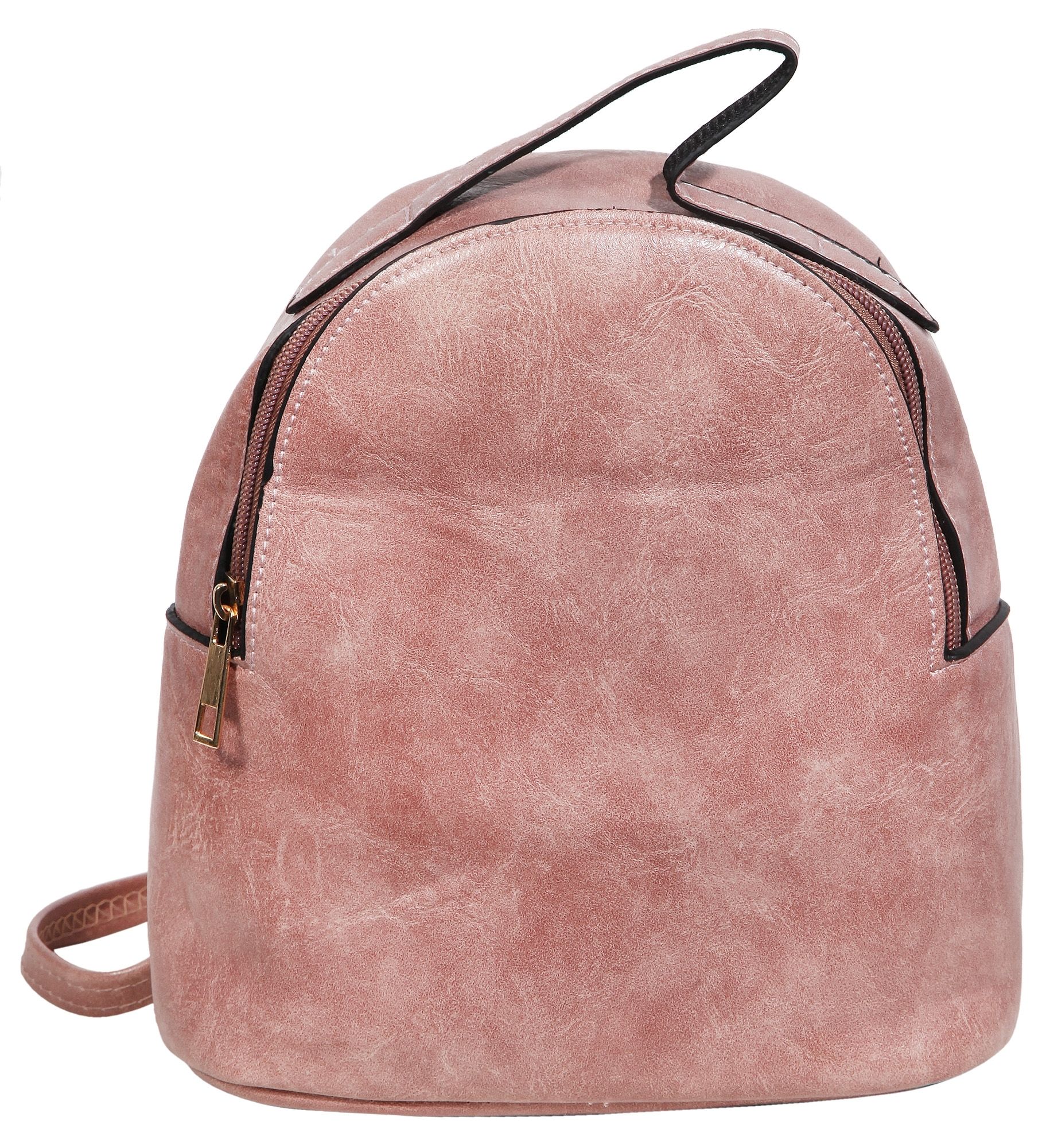 Damen-Rucksack aus Lederimitat, rosé, Länge: 21,5 cm / Breite: 19,0 cm / Stärke: 8,0 cm