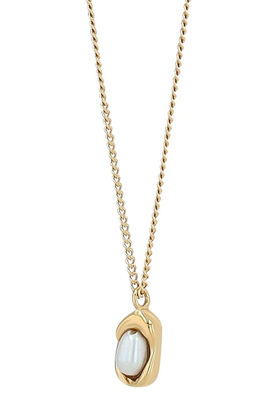 "Cinzia" 316L, Kette mit Anhänger 41 + 4,5 cm, Süsswasserperle, goldfarben
