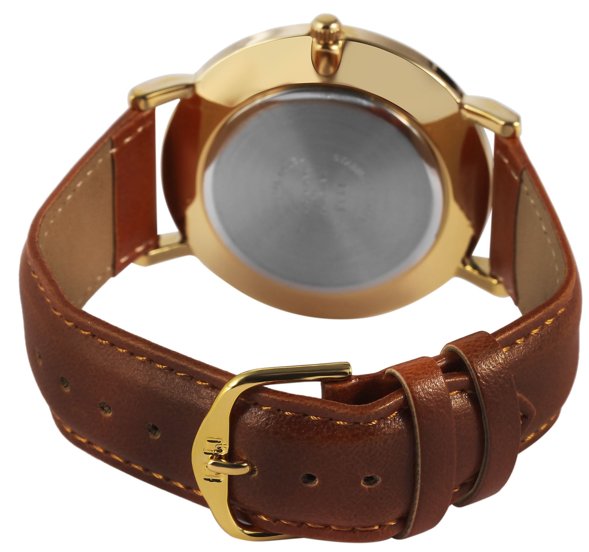 Q&Q Herrenuhr mit Lederimitationsarmband in braun/goldfarben, 3 bar