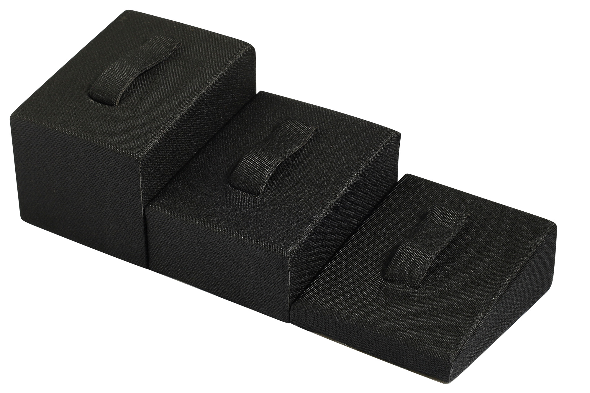 3er Set Ringaufsteller (Dekoserie Soft), PU-bezogen, schwarz