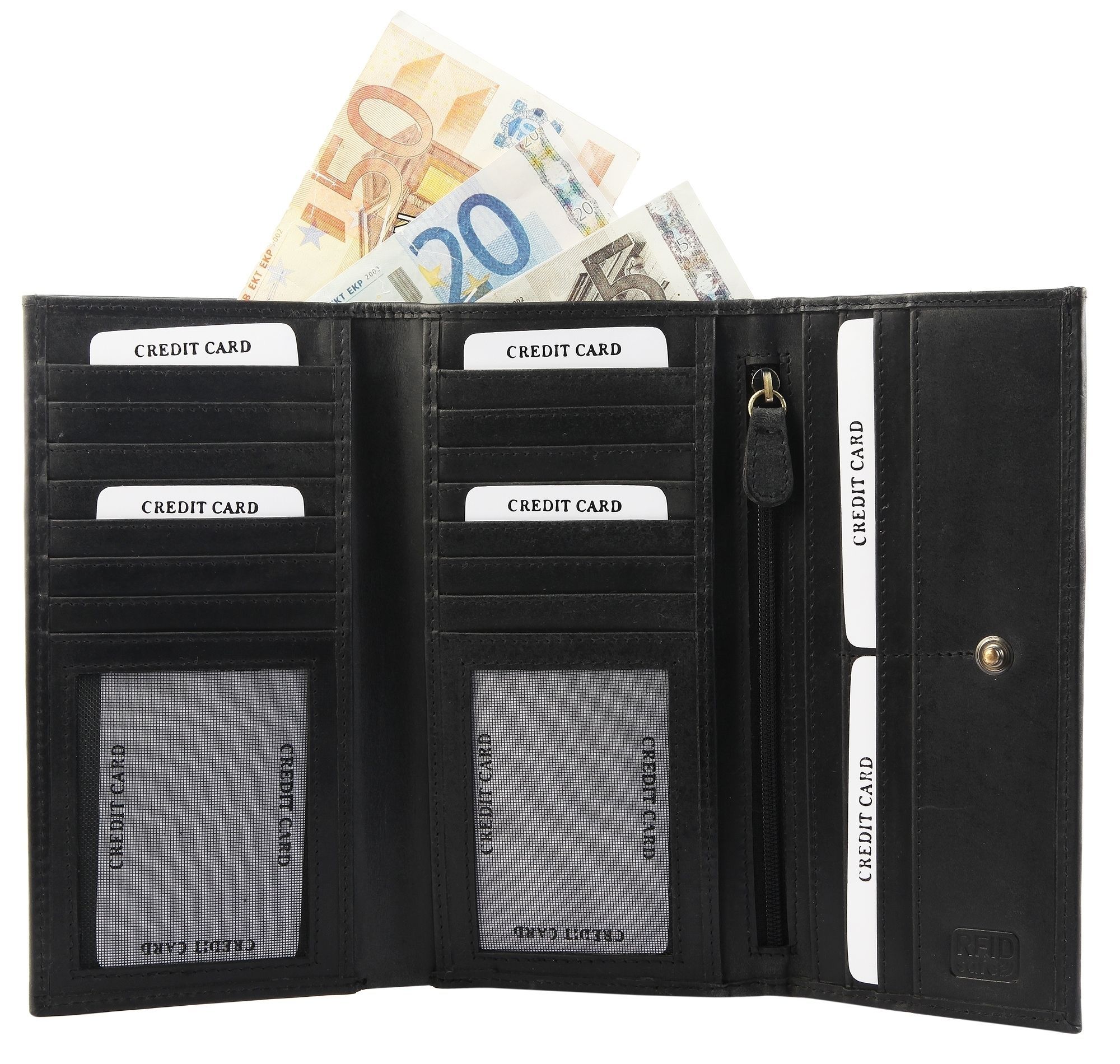 Leonardo Verrelli Echt Leder Geldbörse in schwarz, RFID