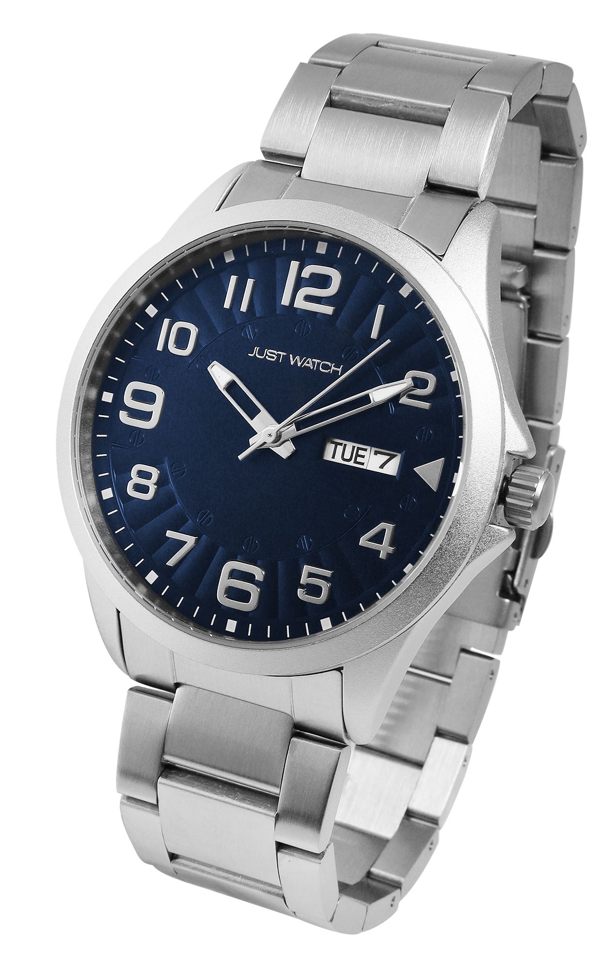 Just Watch Herrenuhr, Edelstahlband, silberfarben/blau
