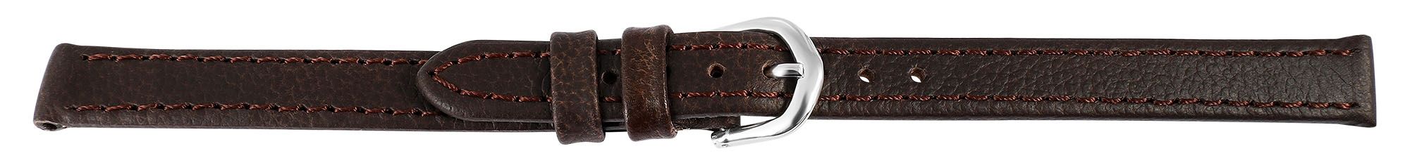Echtleder-Uhrenarmband "super-soft", dunkelbraun, Naht, 10 mm
