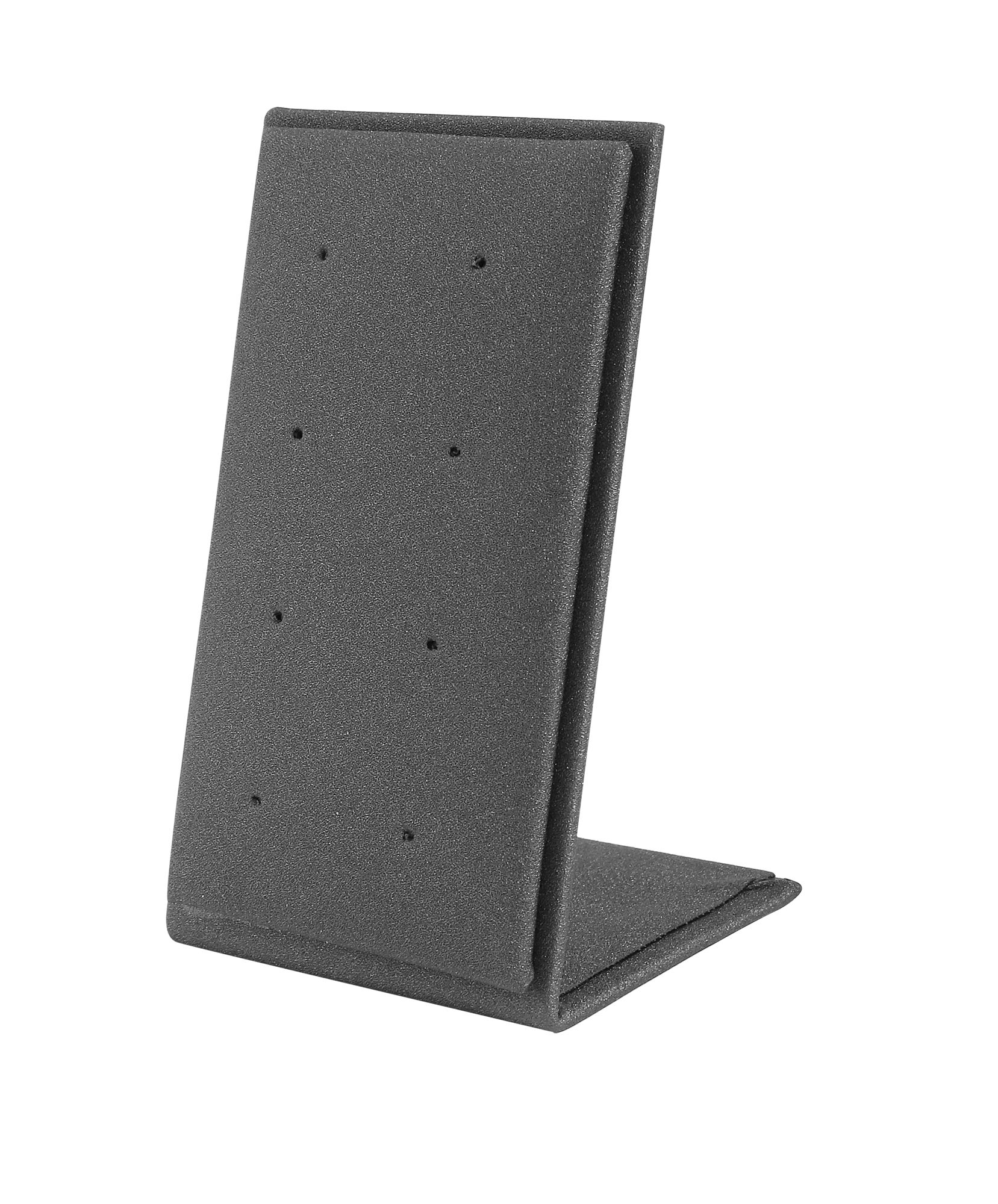Aufsteller für 4 Paar Ohrstecker (Dekoserie Soft), PU-bezogen, 8,5 cm, grau