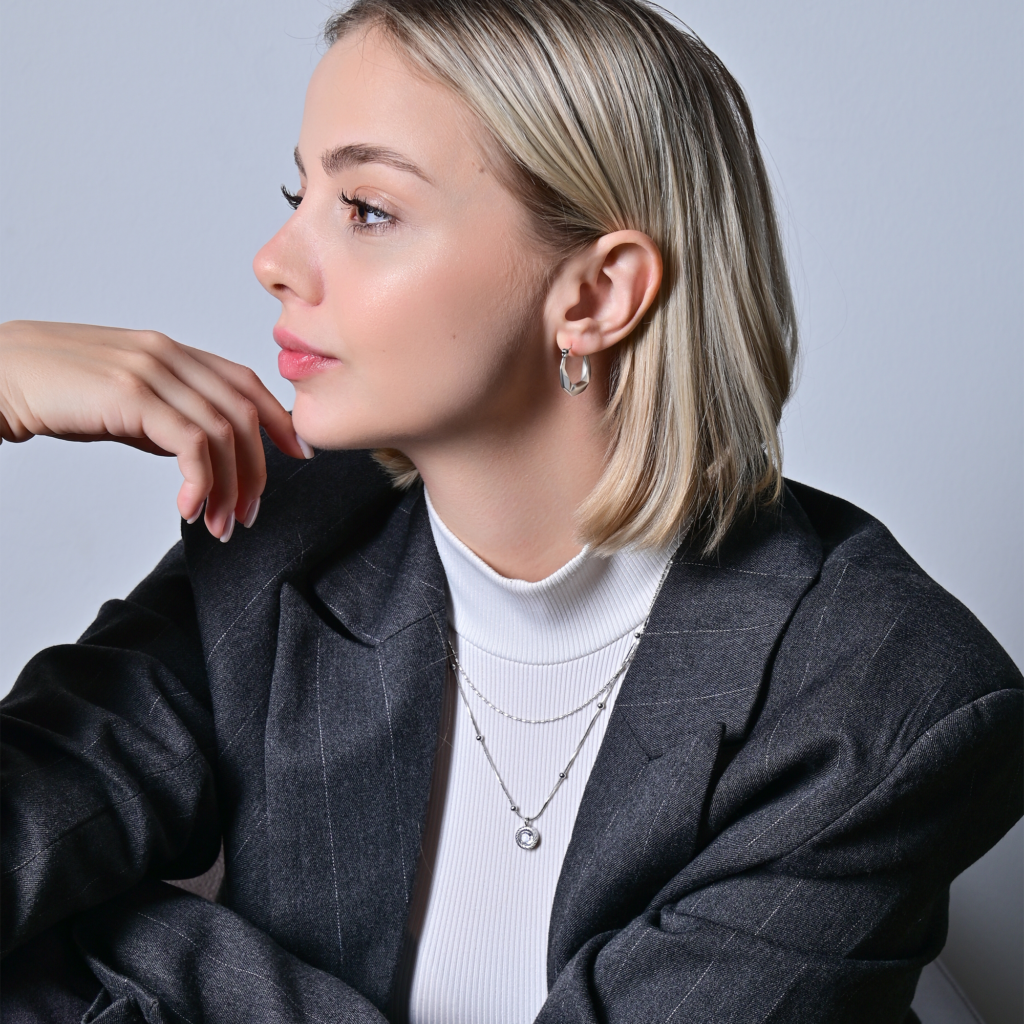 "Leila" Edelstahl Creolen Ø 14 mm, silberfarben