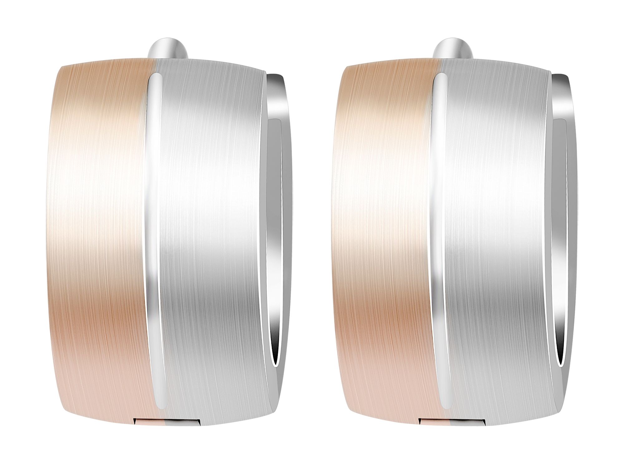 "Fabelle" Edelstahl Klapp-Creolen Ø 9 mm, matt, bicolor (roségold- & silberfarben)