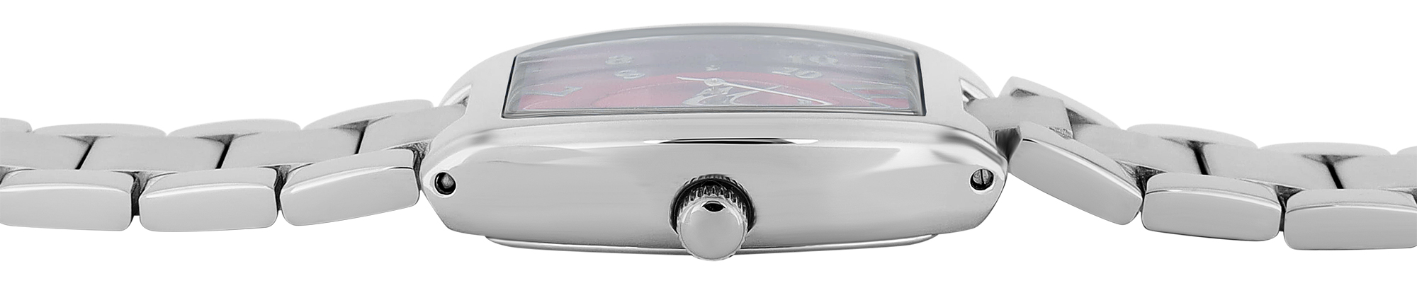 Just Watch Damenuhr "Comtesse" mit Edelstahl Gliederarmband, 5 ATM, silberfarben/rot