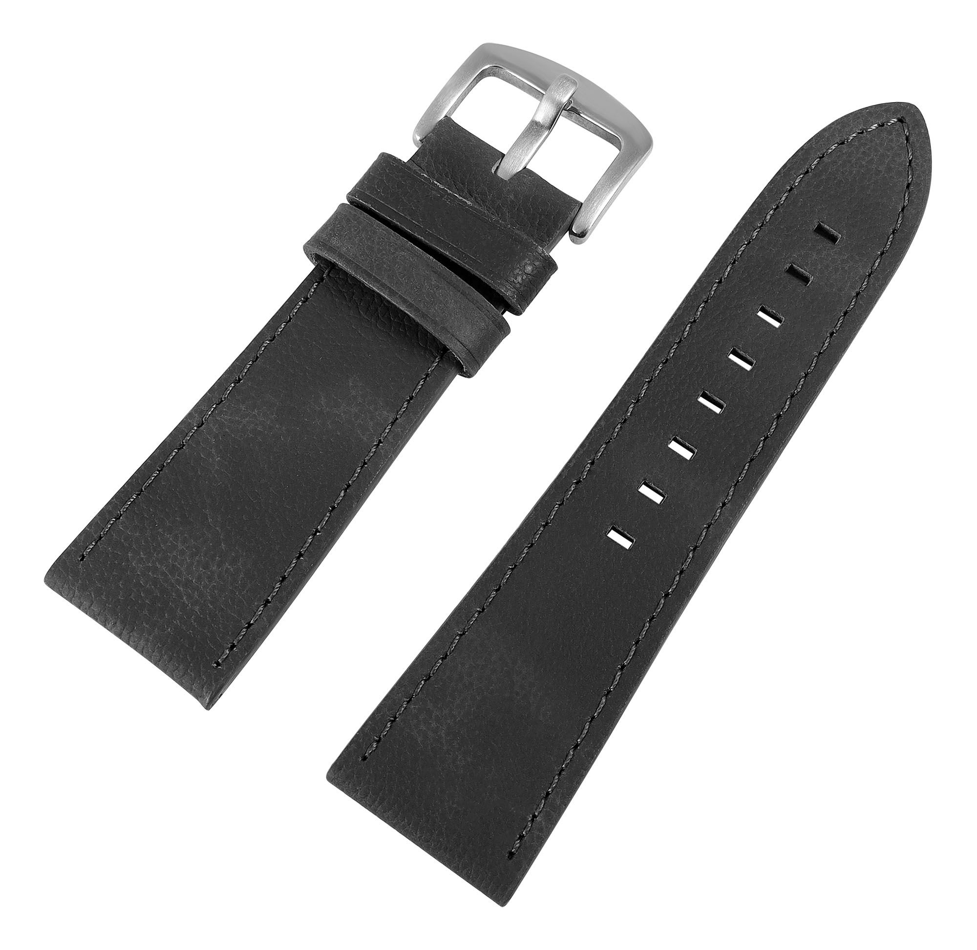 Echtleder-Uhrenarmband "super-soft", dunkelgrau, Naht, 22 mm