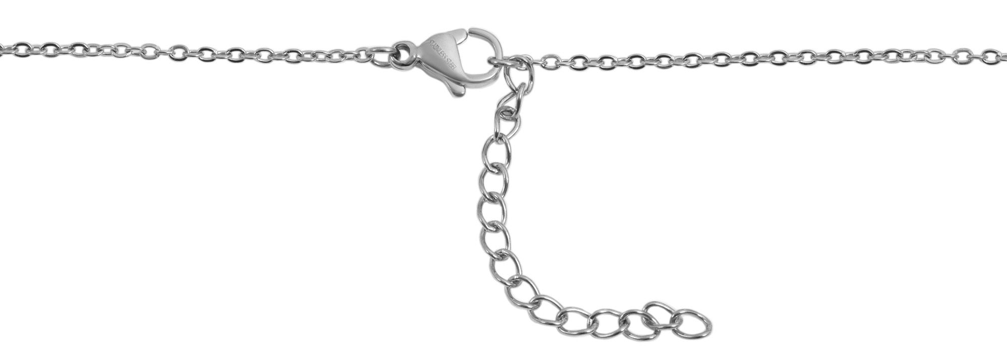 "Hafsa" Edelstahl Kette (43+5 cm) mit Anhänger - Kreuz, silberfarben