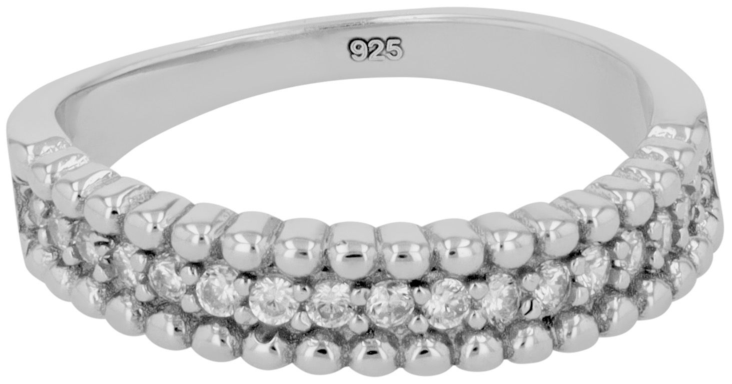 "Asya" 925/- Echt Silber Damenring, rhodiniert mit Zirkoniabesatz, Gr 52