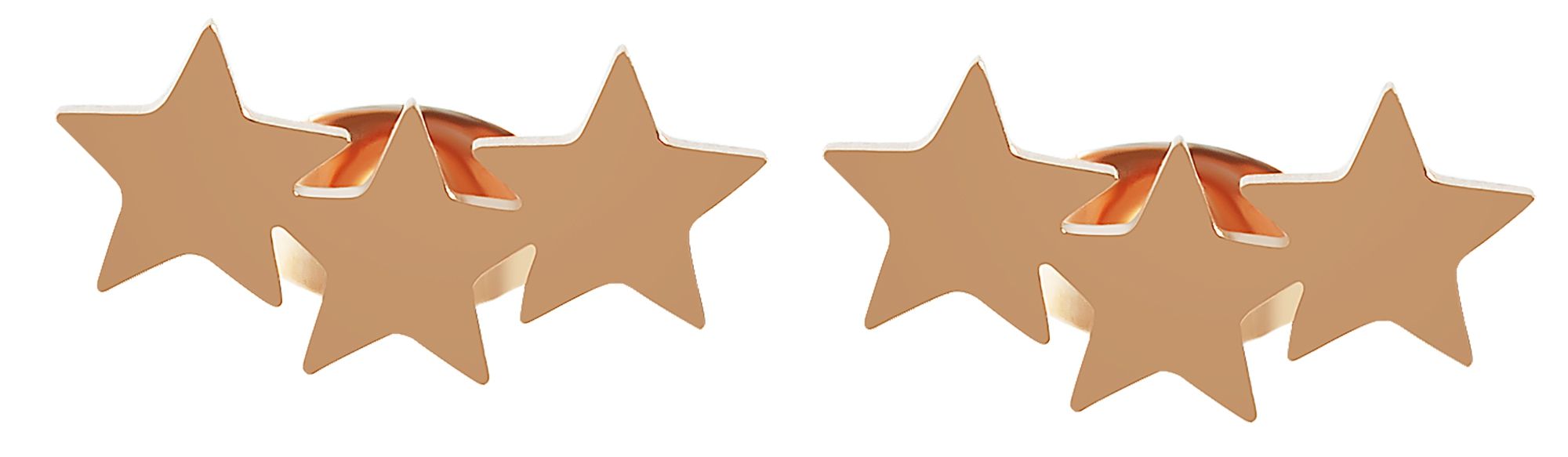 Akzent Edelstahl Ohrstecker, Sternenreihe, Ionenplattiert, roségoldfarben