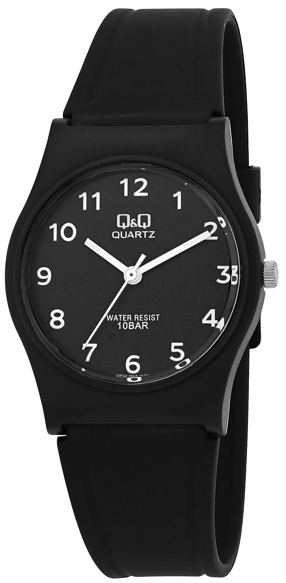 Q&Q Jugenduhr Kunststoffarmband, Ø 33 mm, schwarz