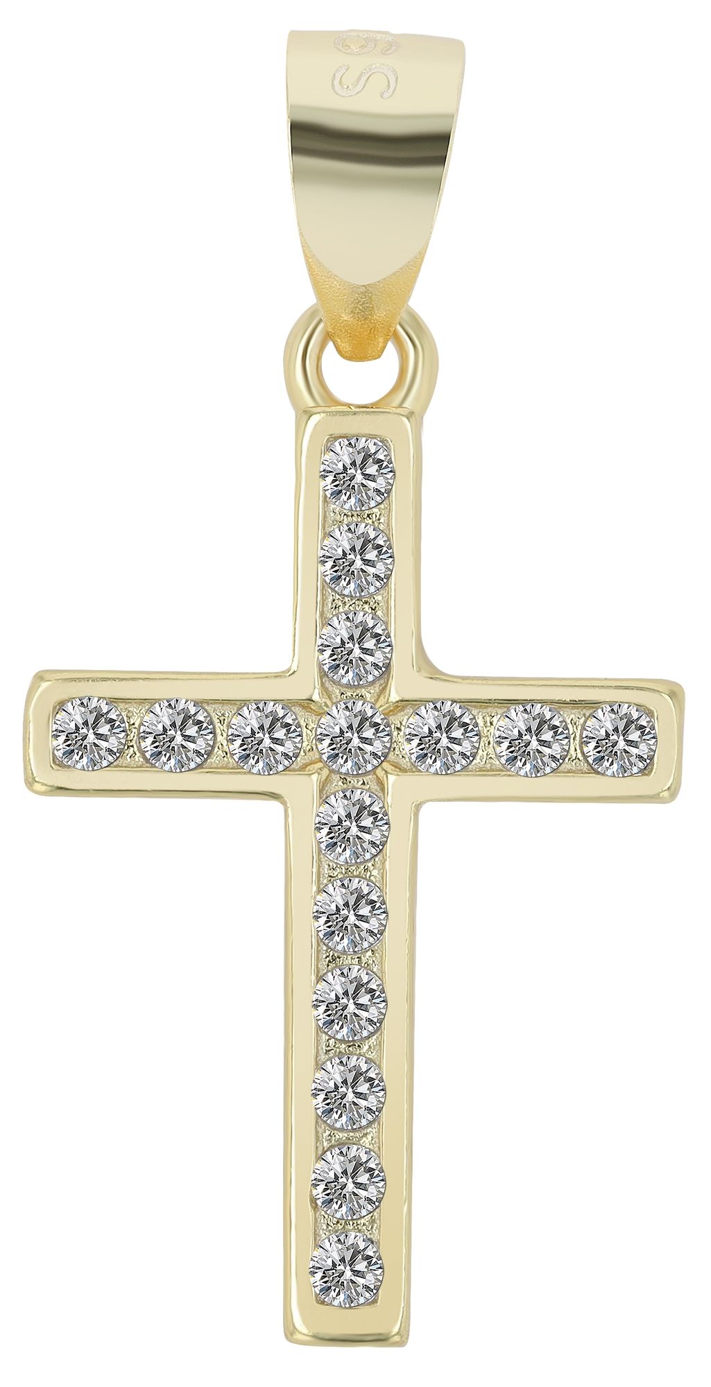 "Mireio" 925/- Echt Silber Anhänger - Kreuz, Zirkonia, rhodiniert
