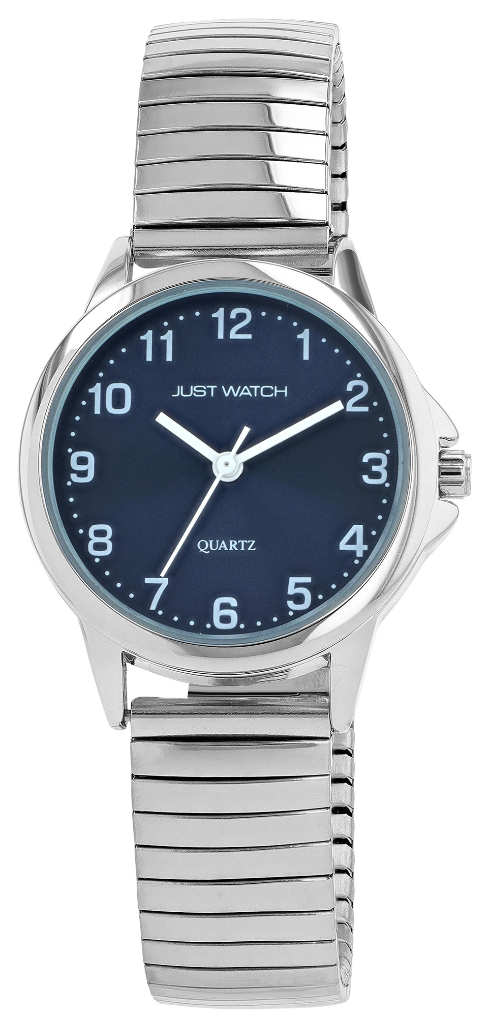 JUST WATCH "Angelique" Damenuhr Ø 29 mm Edelstahlzugband, silberfarben/ blau