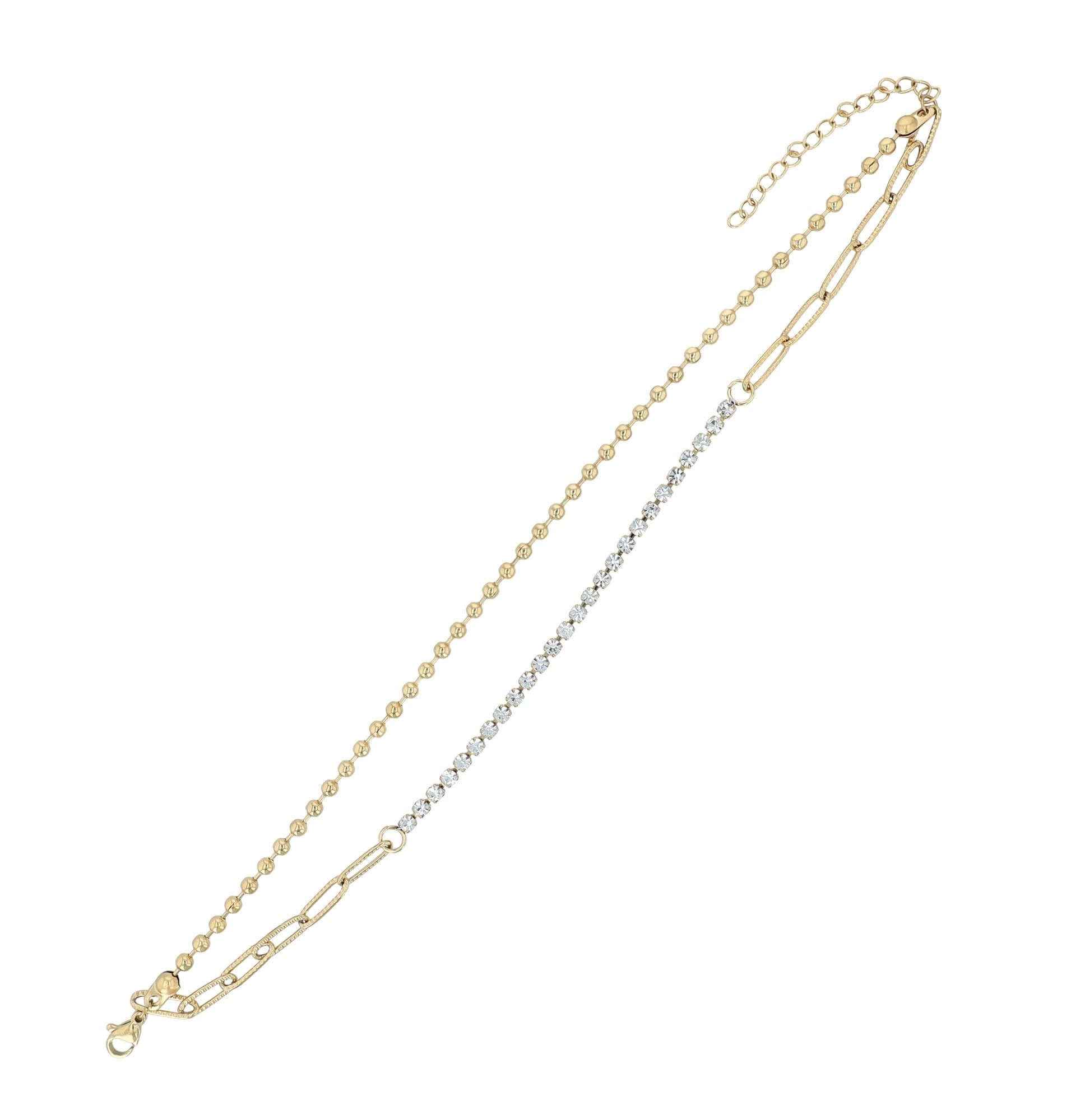 Akzent Fußkettchen "Thala", Edelstahl, zweireihig, 23+5 cm, goldfarben