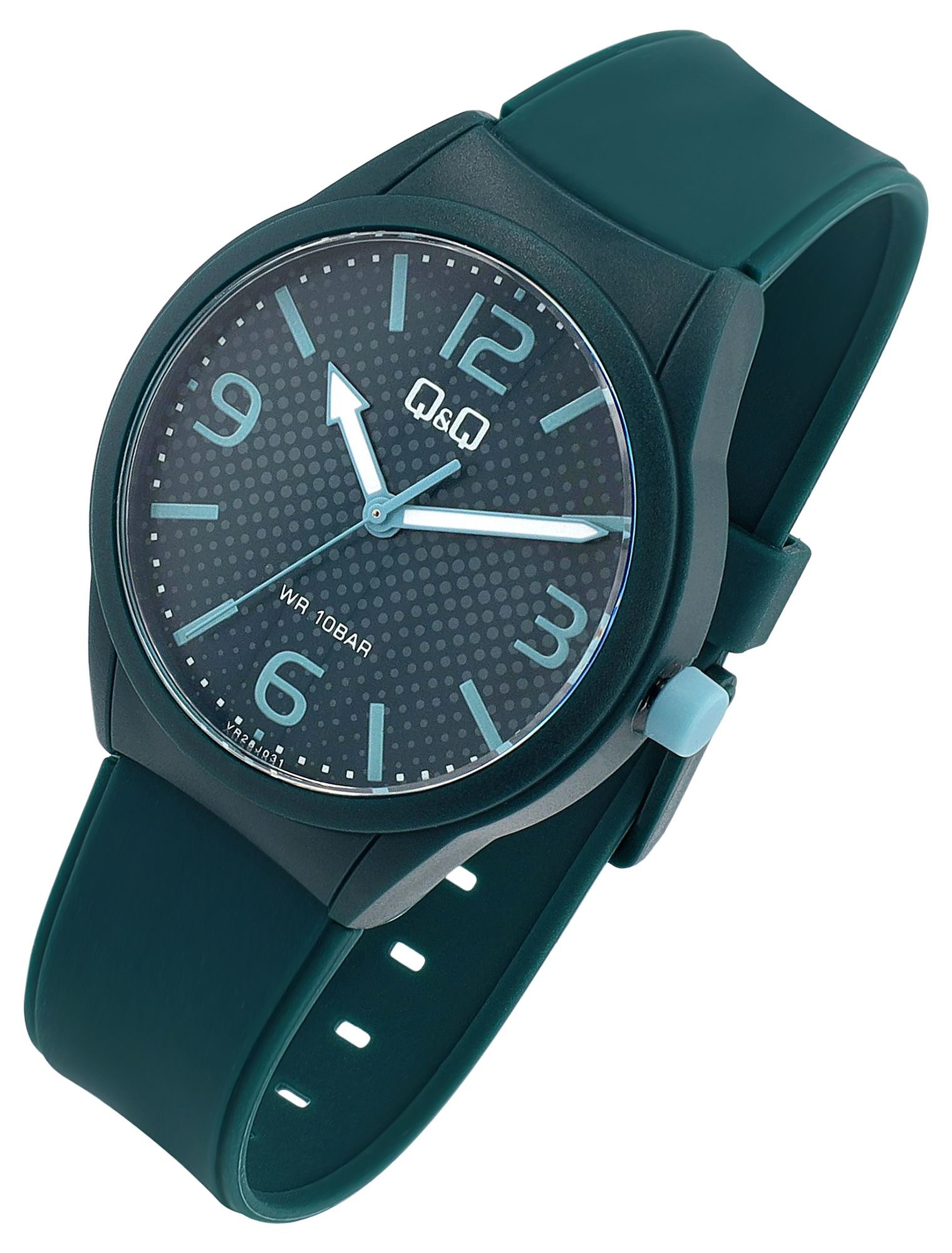 Q&Q Herrenuhr mit Silikonband, Ø 40 mm, petrol