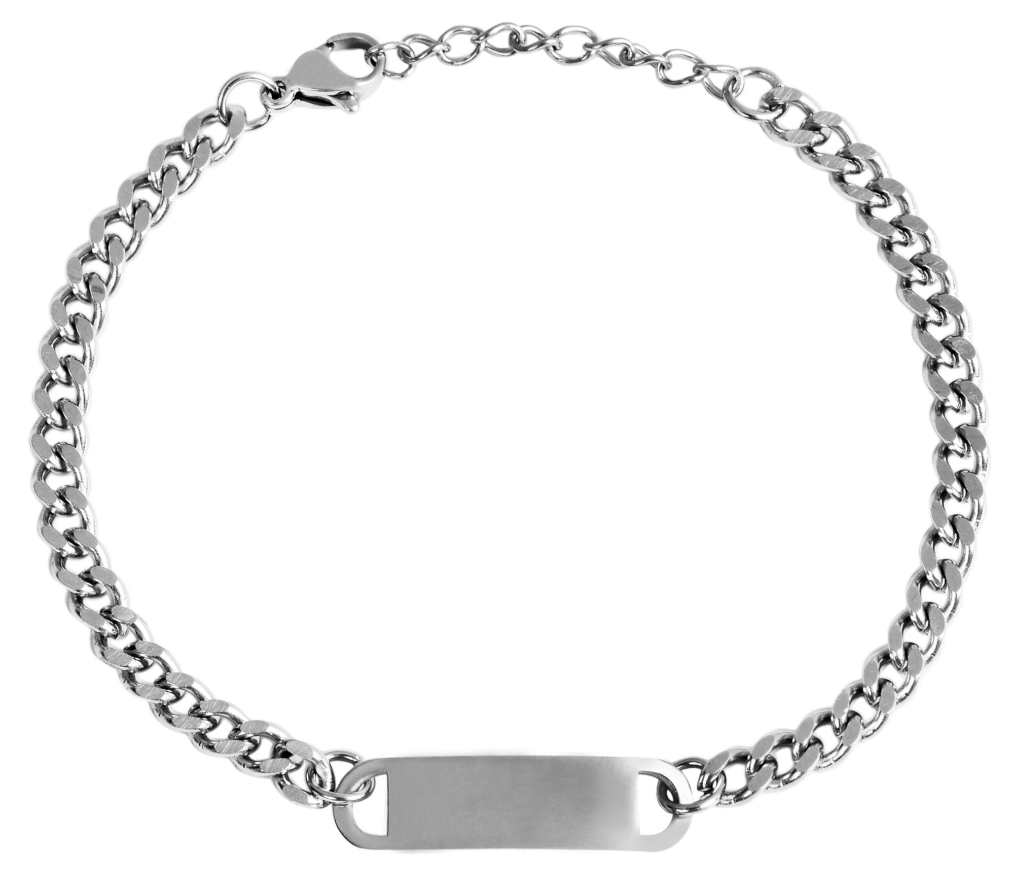 "Benny" Panzerarmband aus Edelstahl, Gravurplatte, silberfarben, 17 + 3 cm