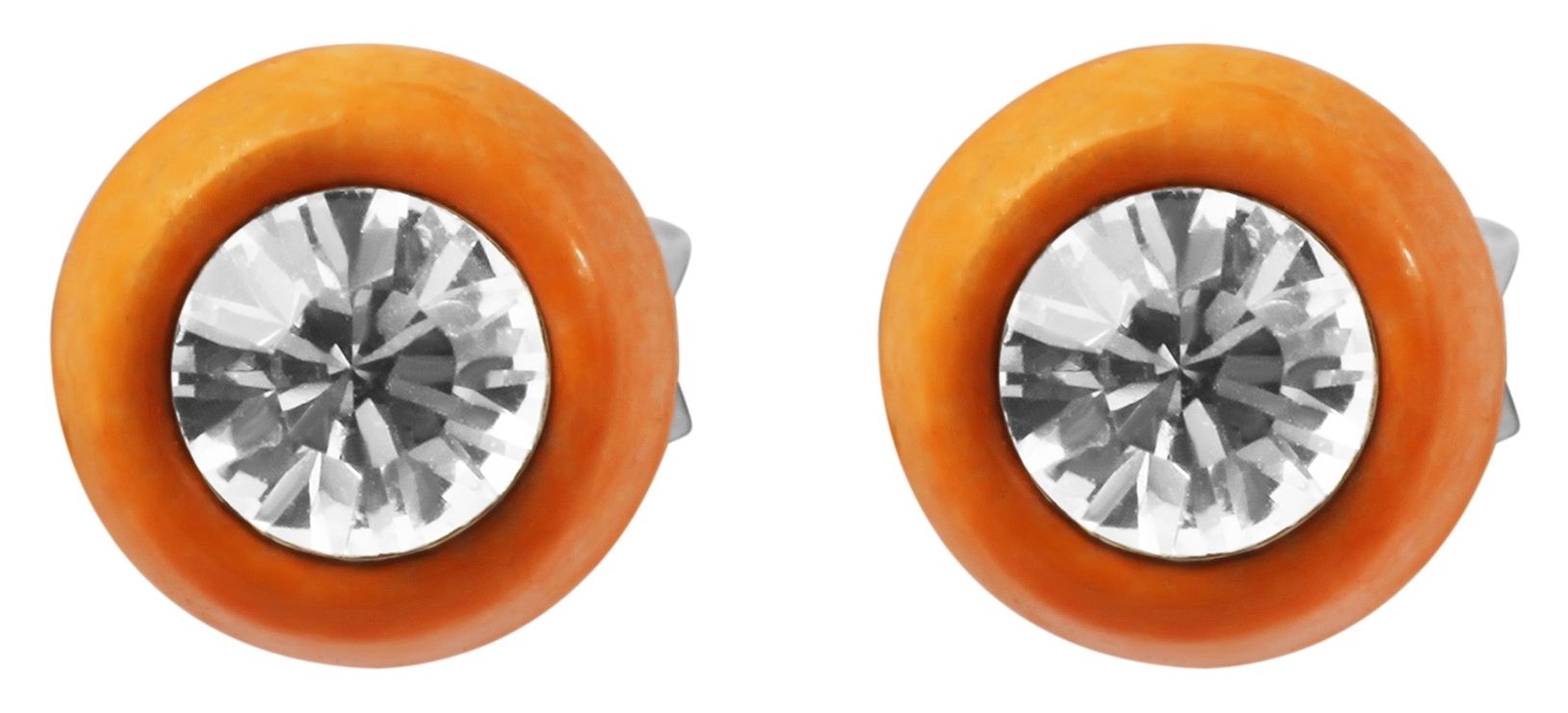 "Farbenfreunde Cleo" 925/- Echt Silber Kinder Ohrstecker, Similistein, rhodiniert, orange