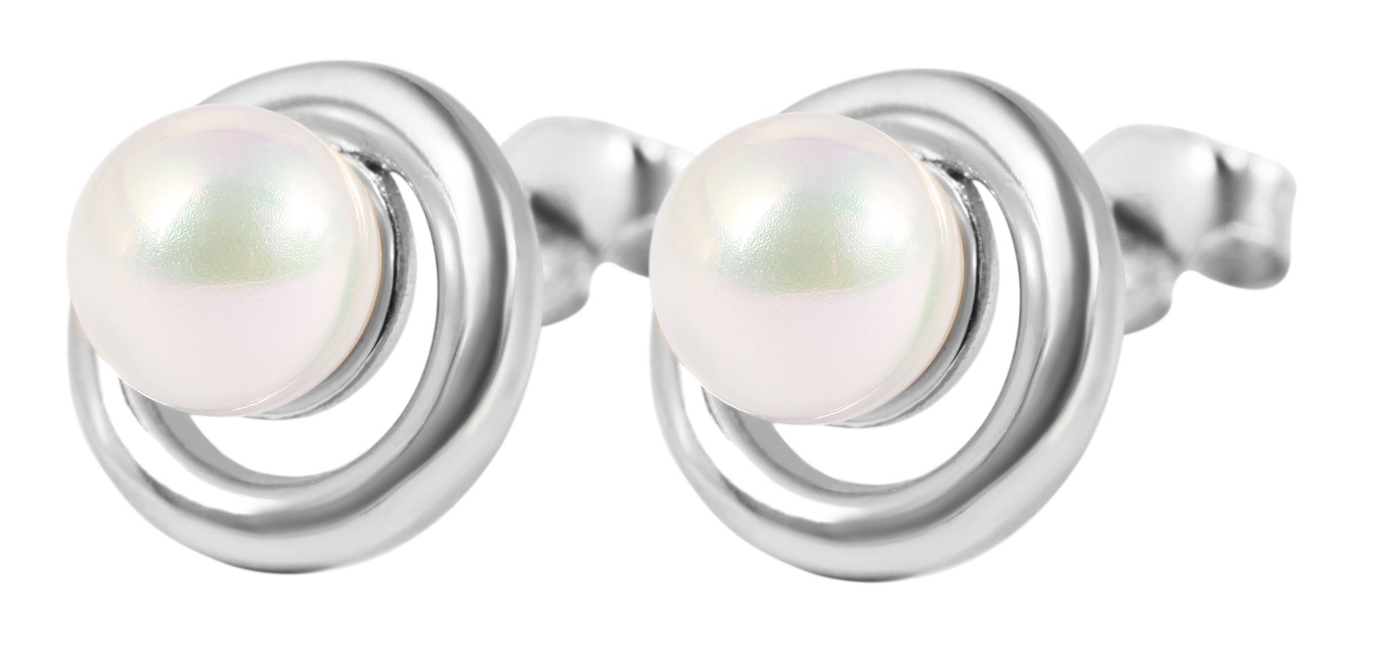 925/- Echt Silber Ohrstecker "Pippa" mit echter Süsswasserperle, 925/rhodiniert